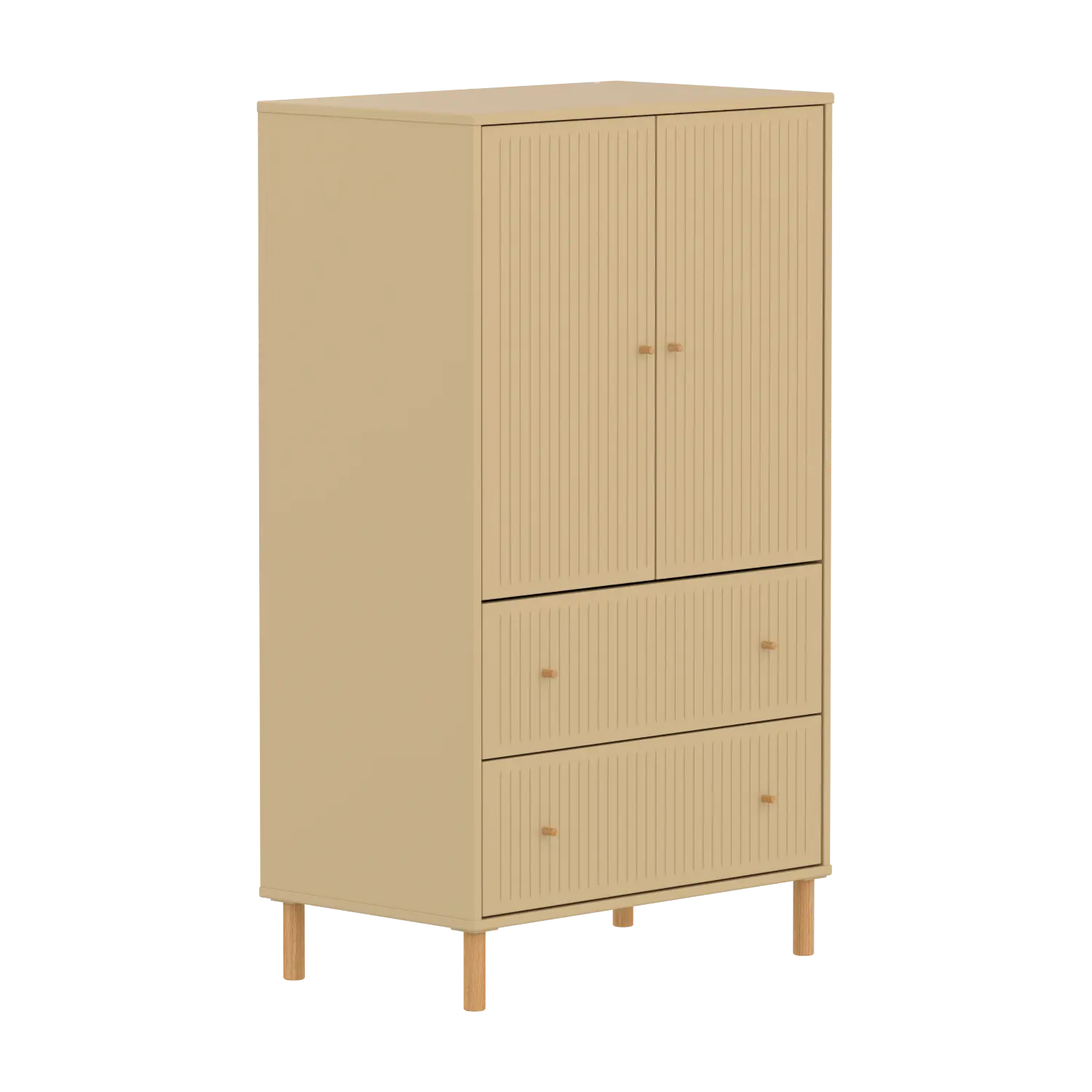 SAGA Cupboard, 2 door & 2 drawer, Sand with grooves - Image 3