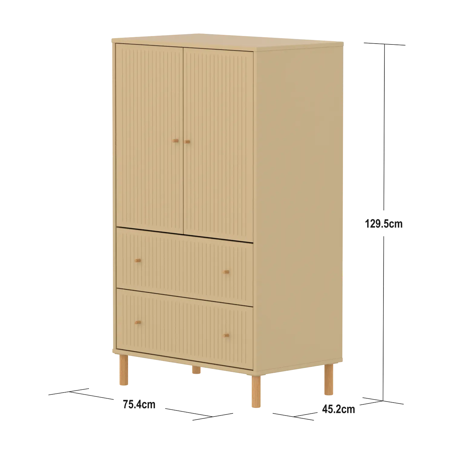 SAGA Cupboard, 2 door & 2 drawer, Sand with grooves - Image 4