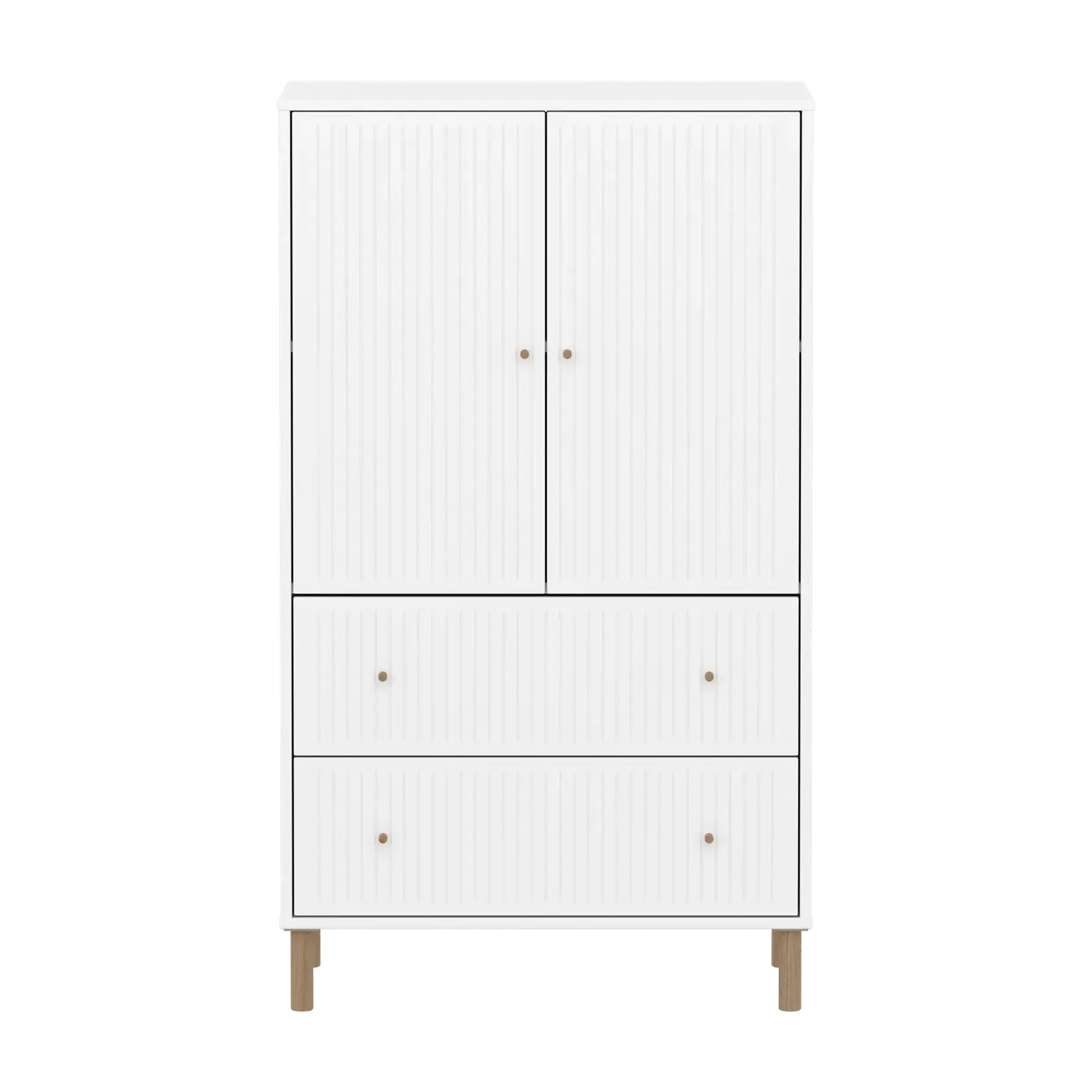SAGA Cupboard, 2 door & 2 drawer, White with grooves - Image 5