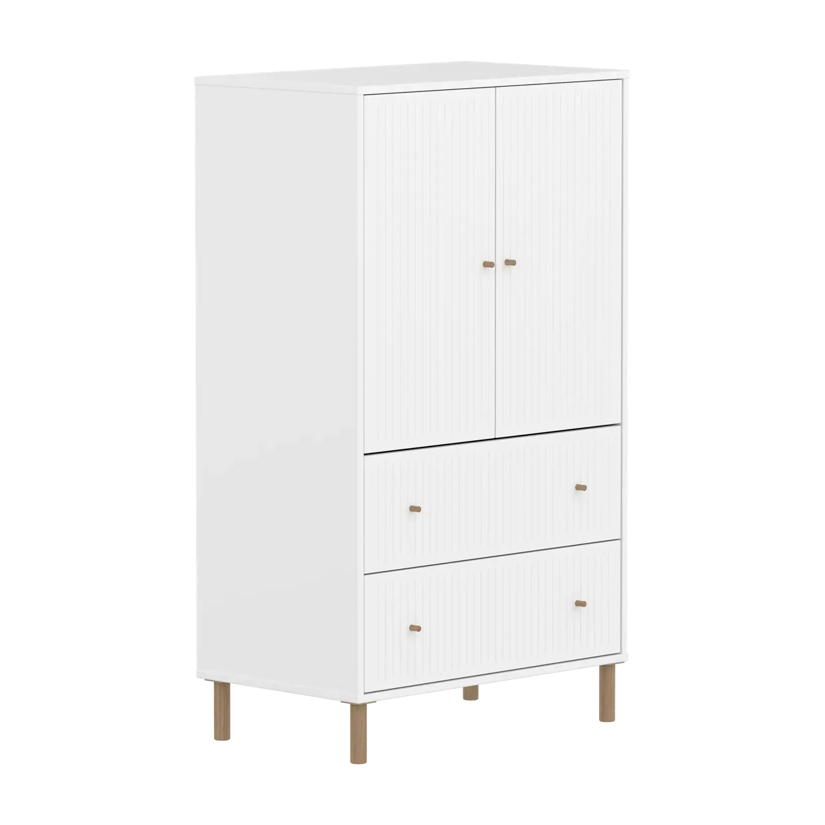 SAGA Cupboard, 2 door & 2 drawer, White with grooves - Image 6