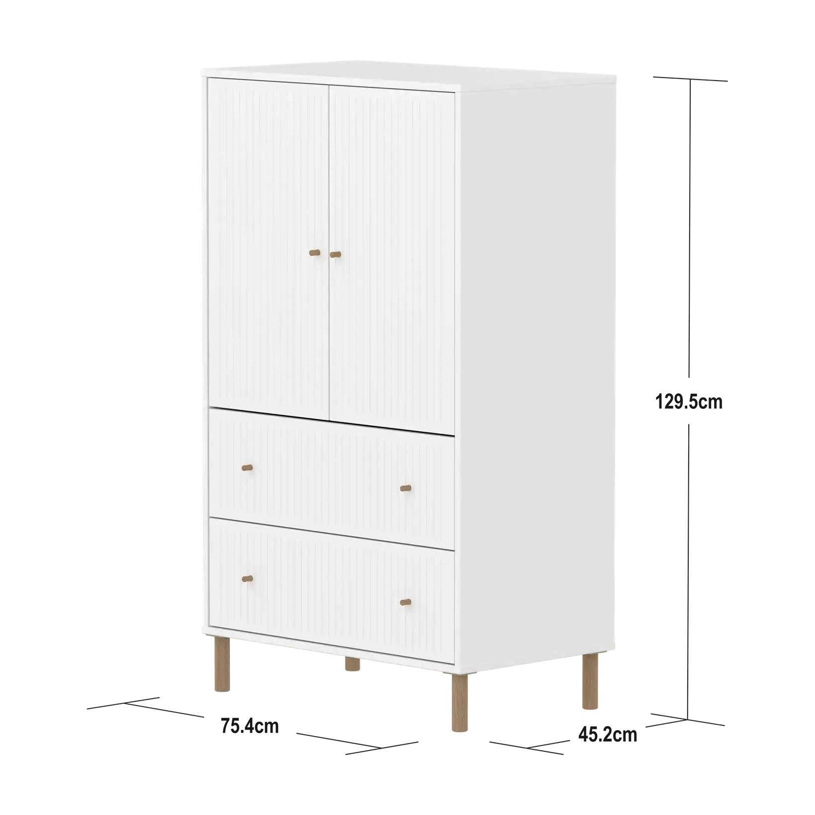 SAGA Cupboard, 2 door & 2 drawer, White with grooves - Image 7