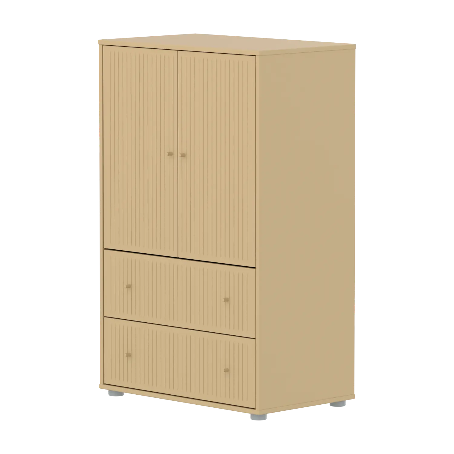 SAGA Cupboard, 2 door & 2 drawer, Sand with grooves