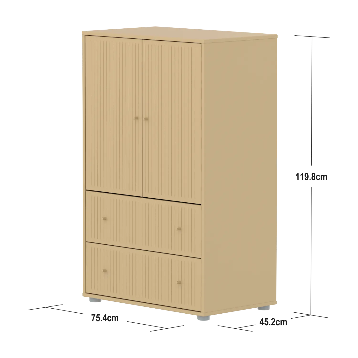 SAGA Cupboard, 2 door & 2 drawer, Sand with grooves - Image 4
