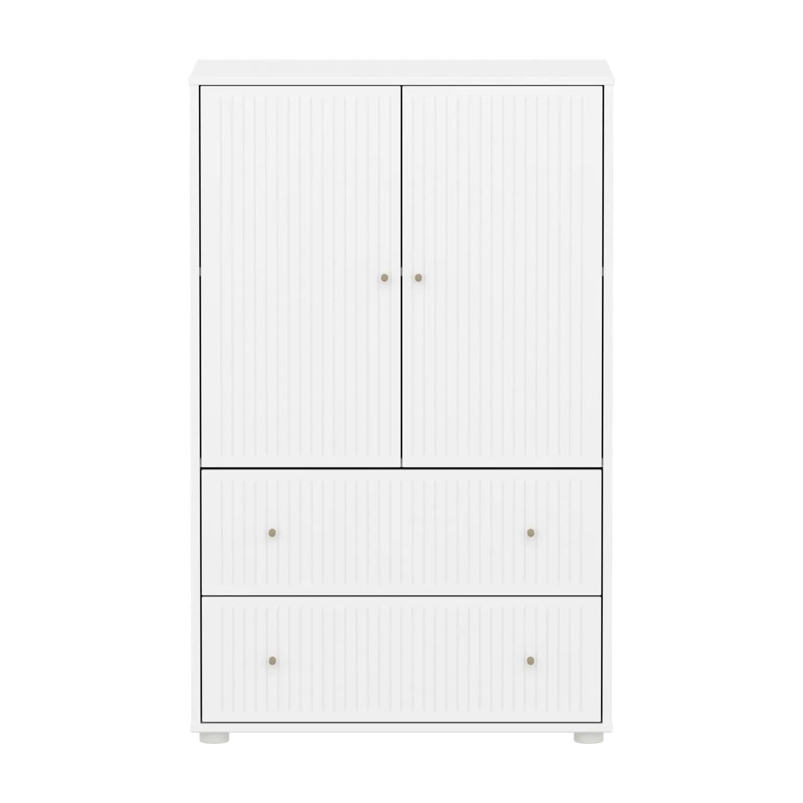 SAGA Cupboard, 2 door & 2 drawer, White with grooves - Image 2