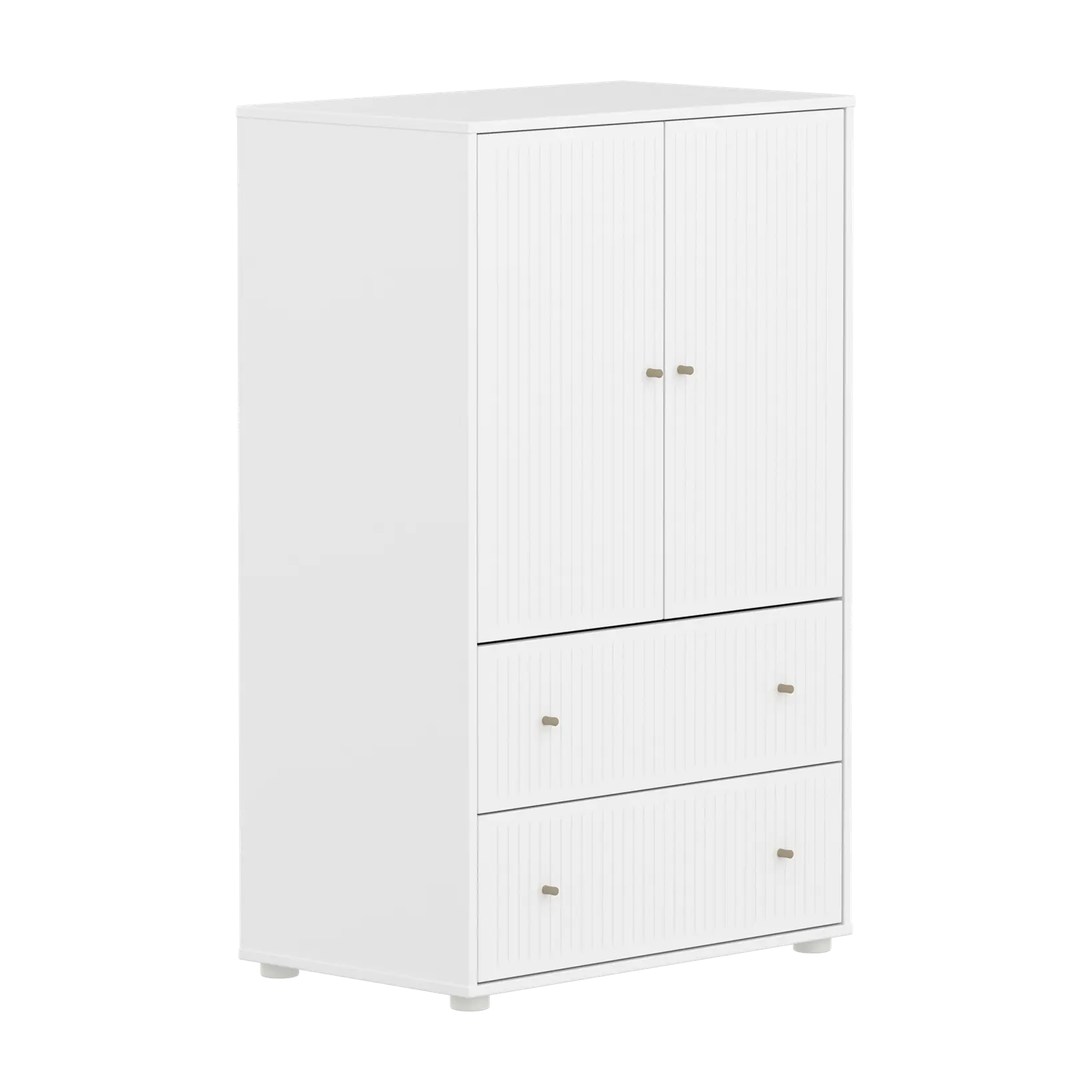 SAGA Cupboard, 2 door & 2 drawer, White with grooves - Image 3