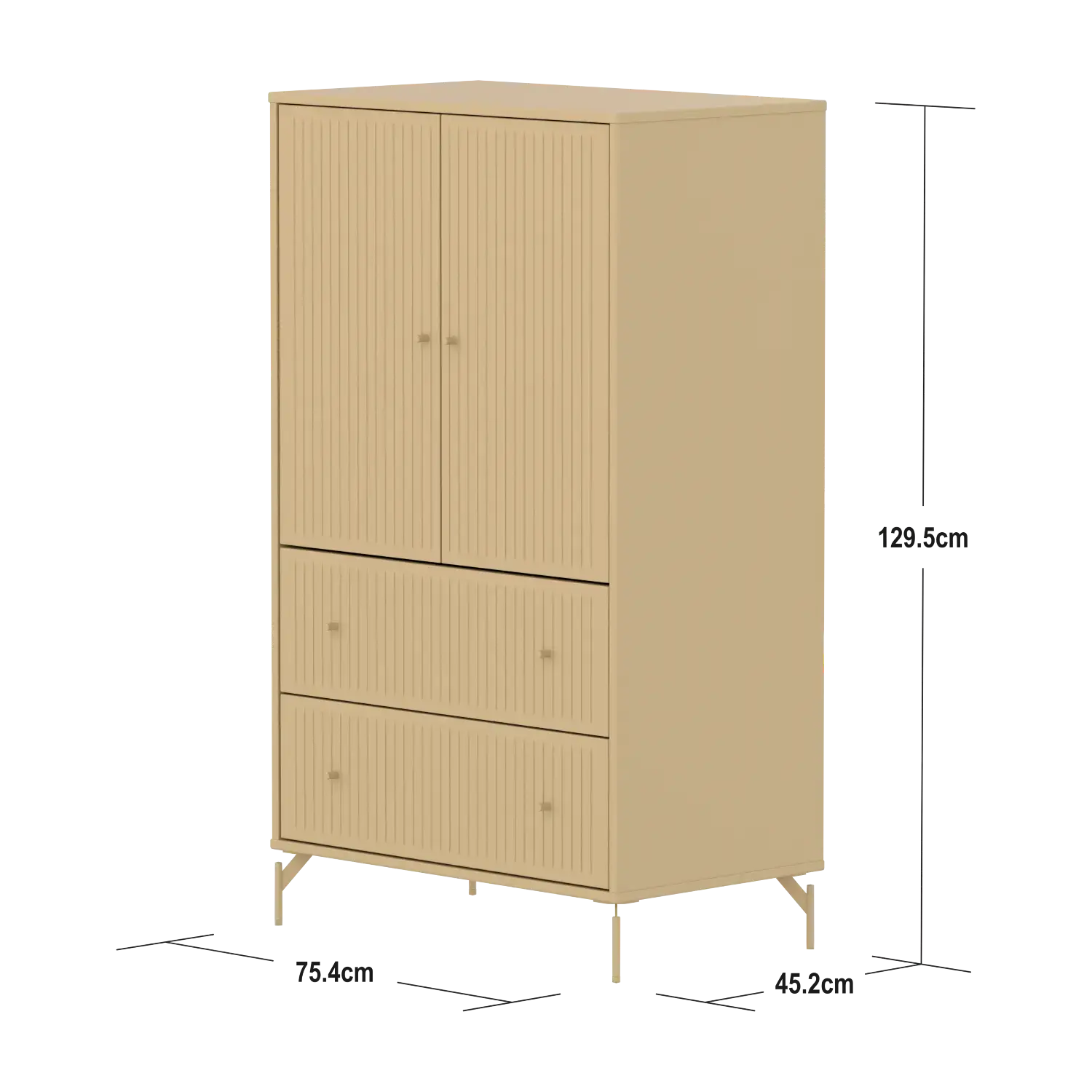 SAGA Cupboard, 2 door & 2 drawer, Sand with grooves - Image 4