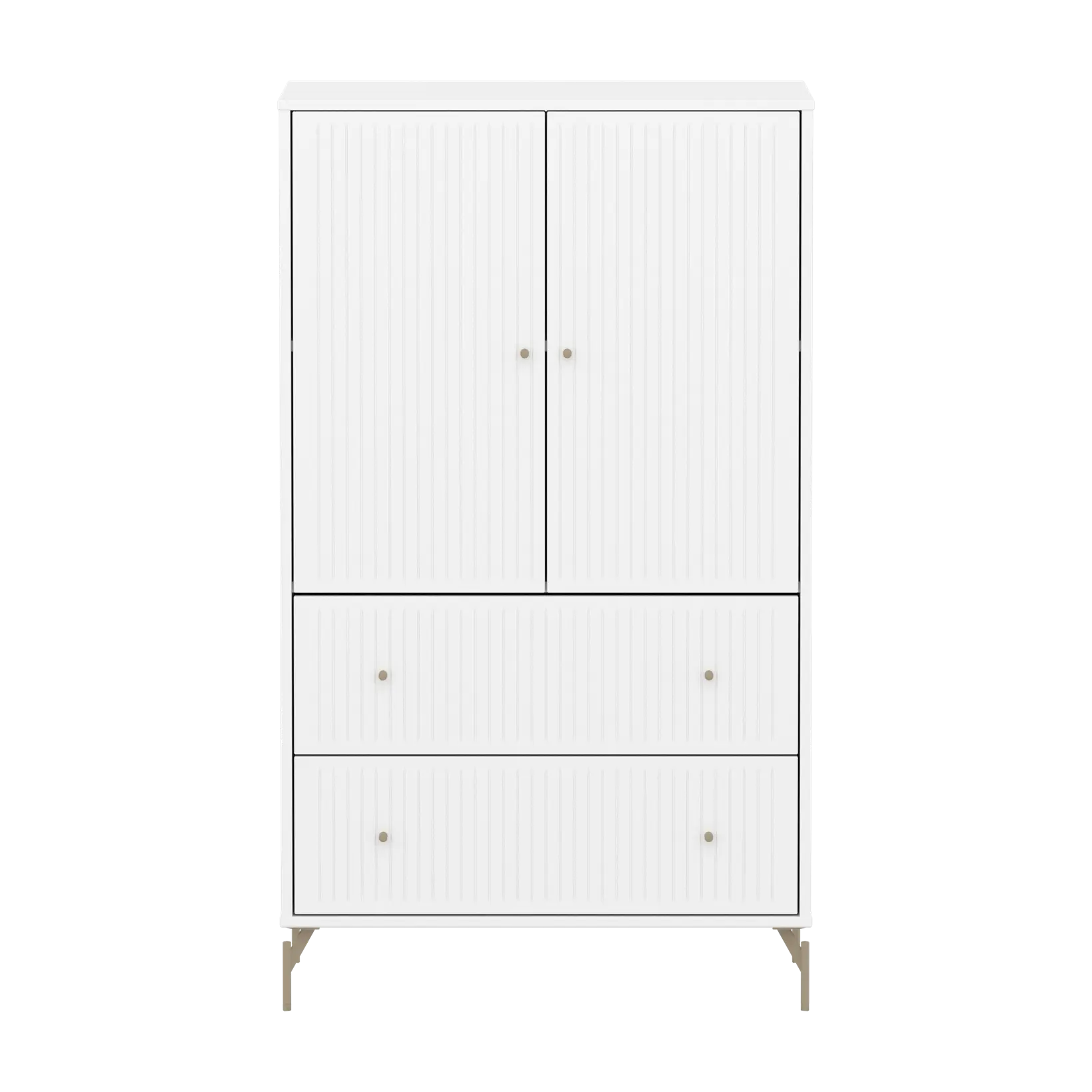 SAGA Cupboard, 2 door & 2 drawer, White with grooves - Image 2