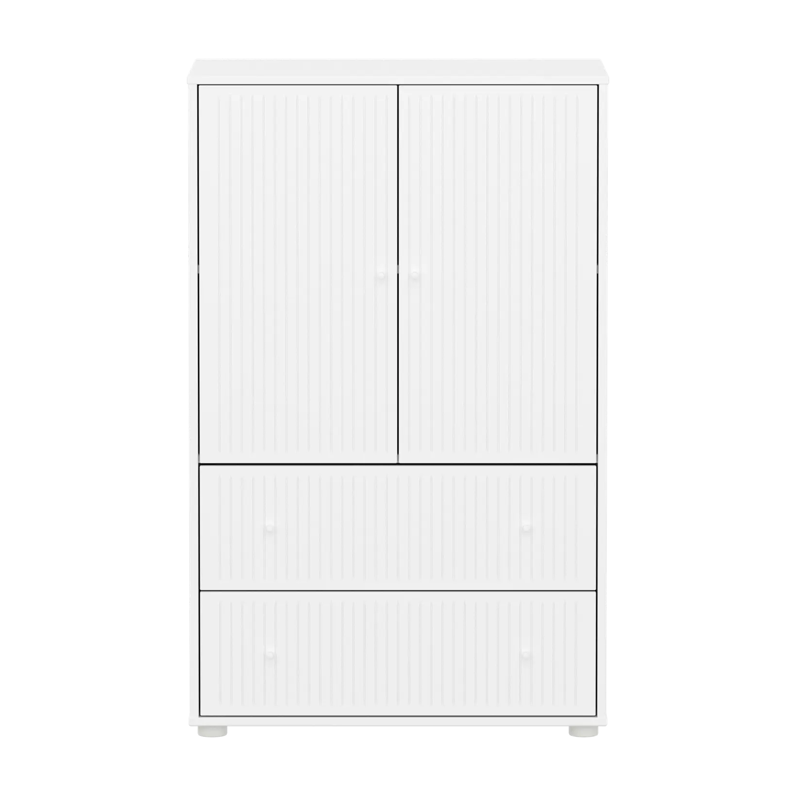 SAGA Cupboard, 2 door & 2 drawer, White with grooves - Image 2