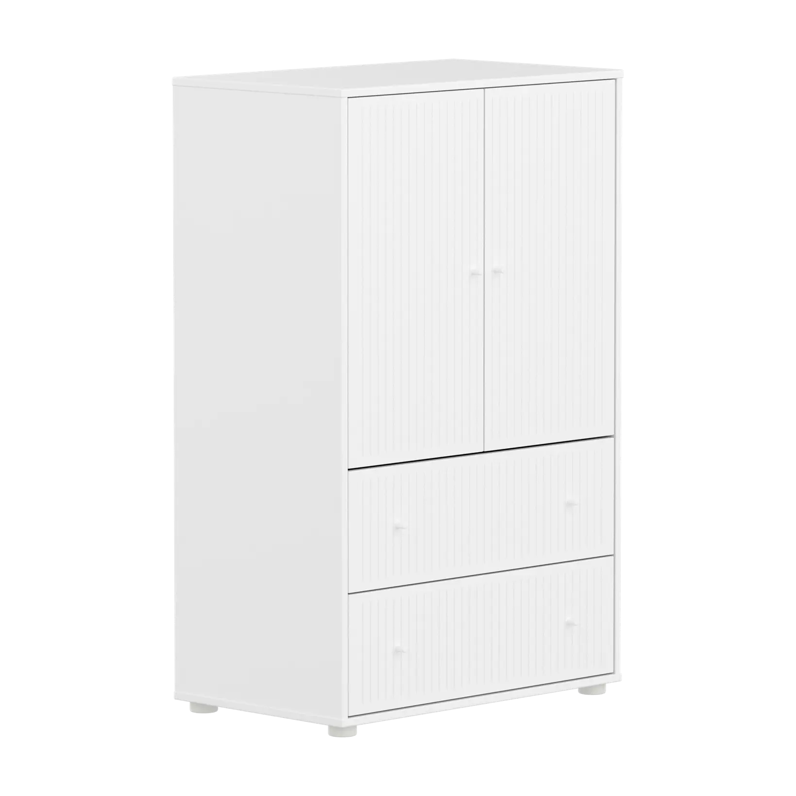 SAGA Cupboard, 2 door & 2 drawer, White with grooves - Image 3