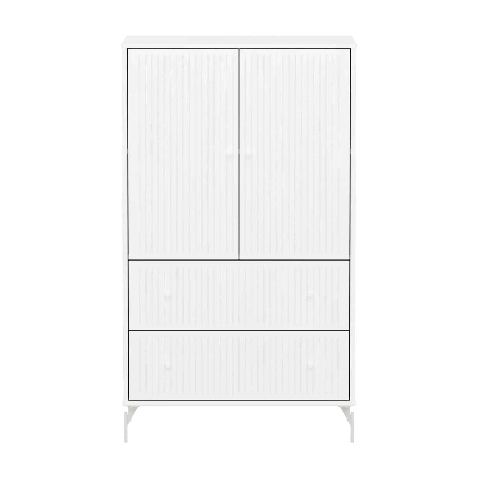 SAGA Cupboard, 2 door & 2 drawer, White with grooves - Image 2