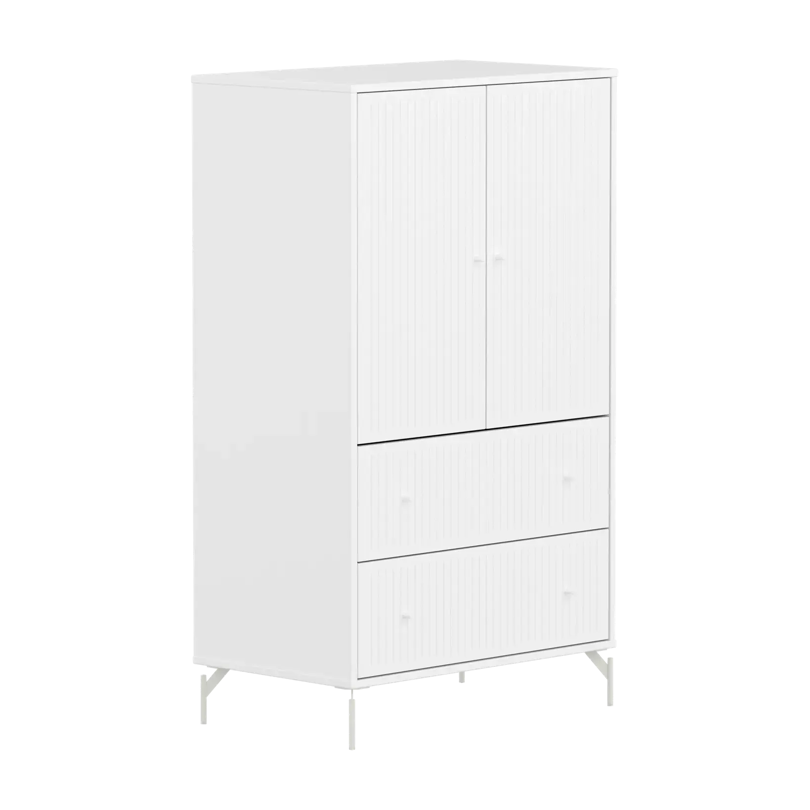 SAGA Cupboard, 2 door & 2 drawer, White with grooves - Image 3