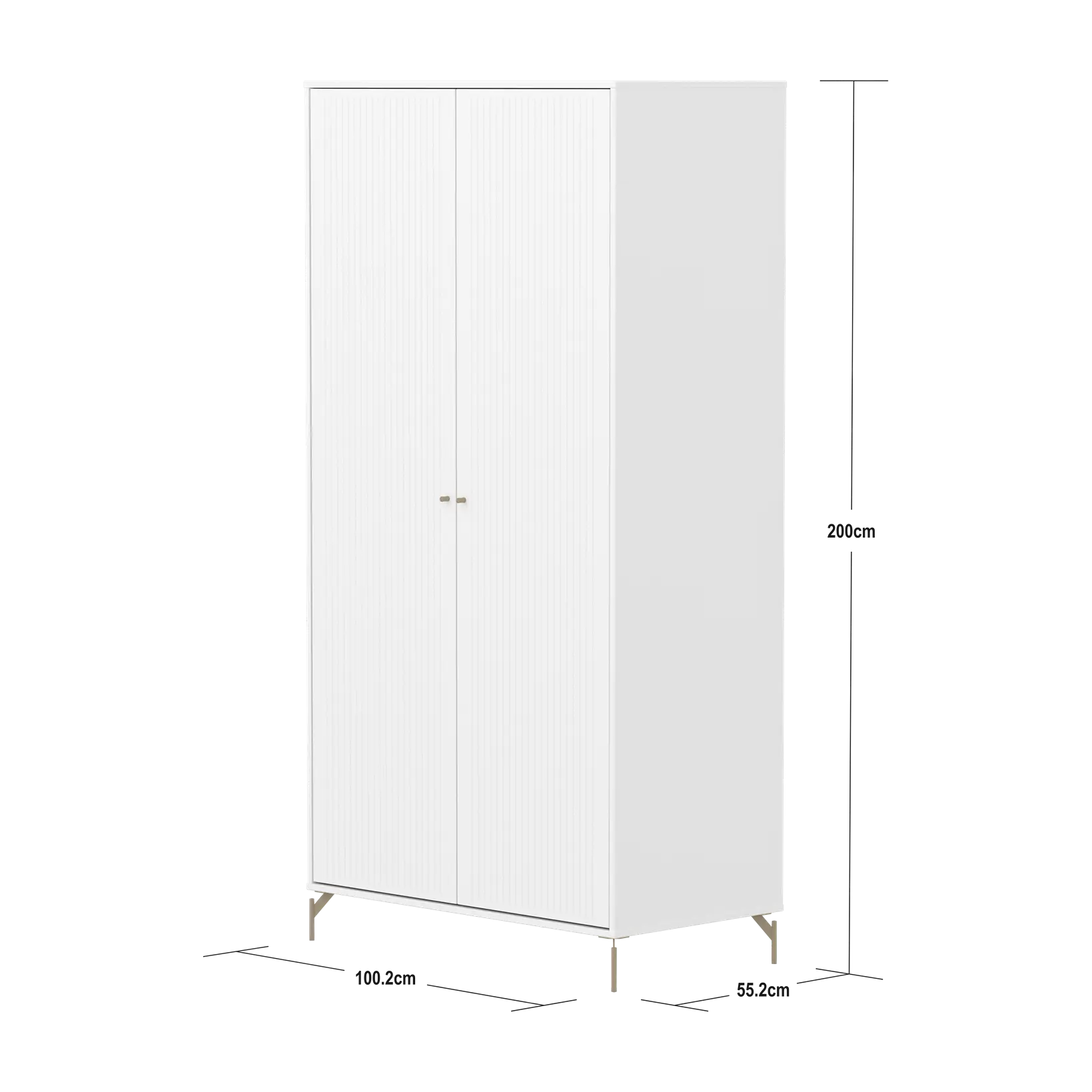 SAGA Wardrobe, 2 door, White with grooves - Image 10