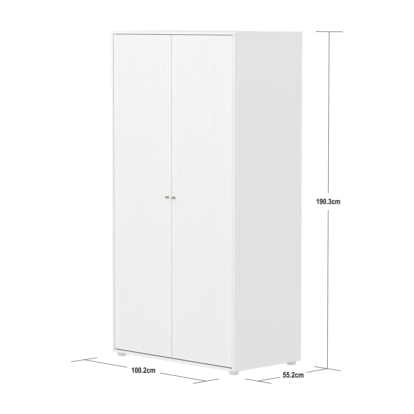 SAGA Wardrobe, 2 door, White with grooves - Image 10