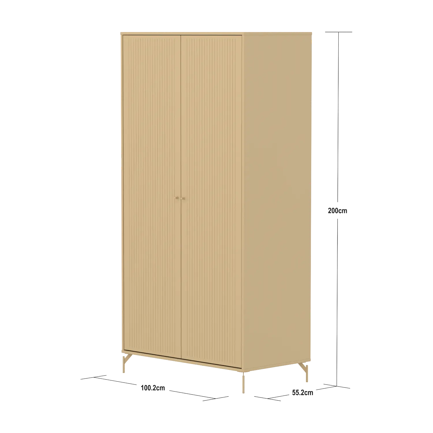 SAGA Wardrobe, 2 door, Sand with grooves - Image 10