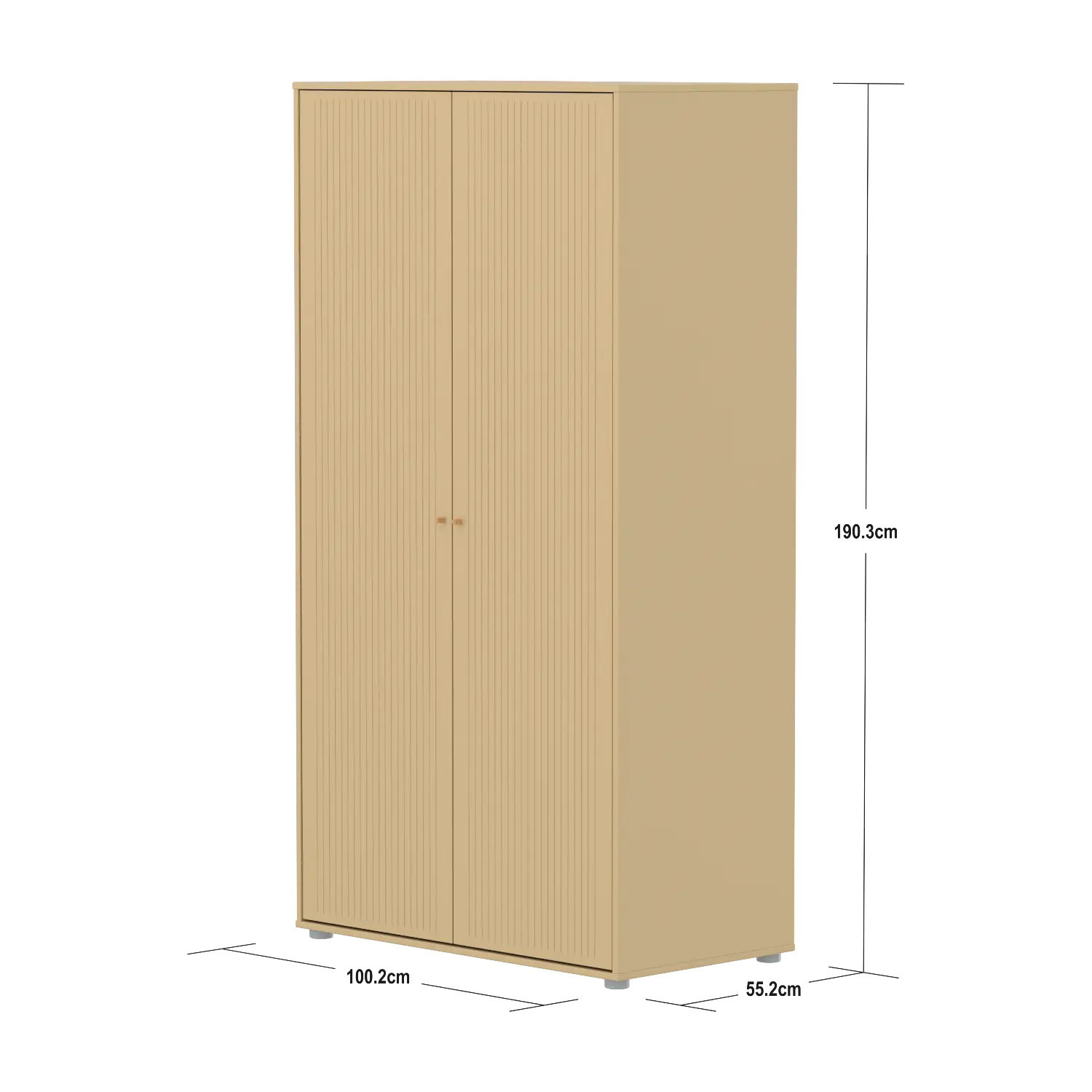 SAGA Wardrobe, 2 door, Sand with grooves - Image 10