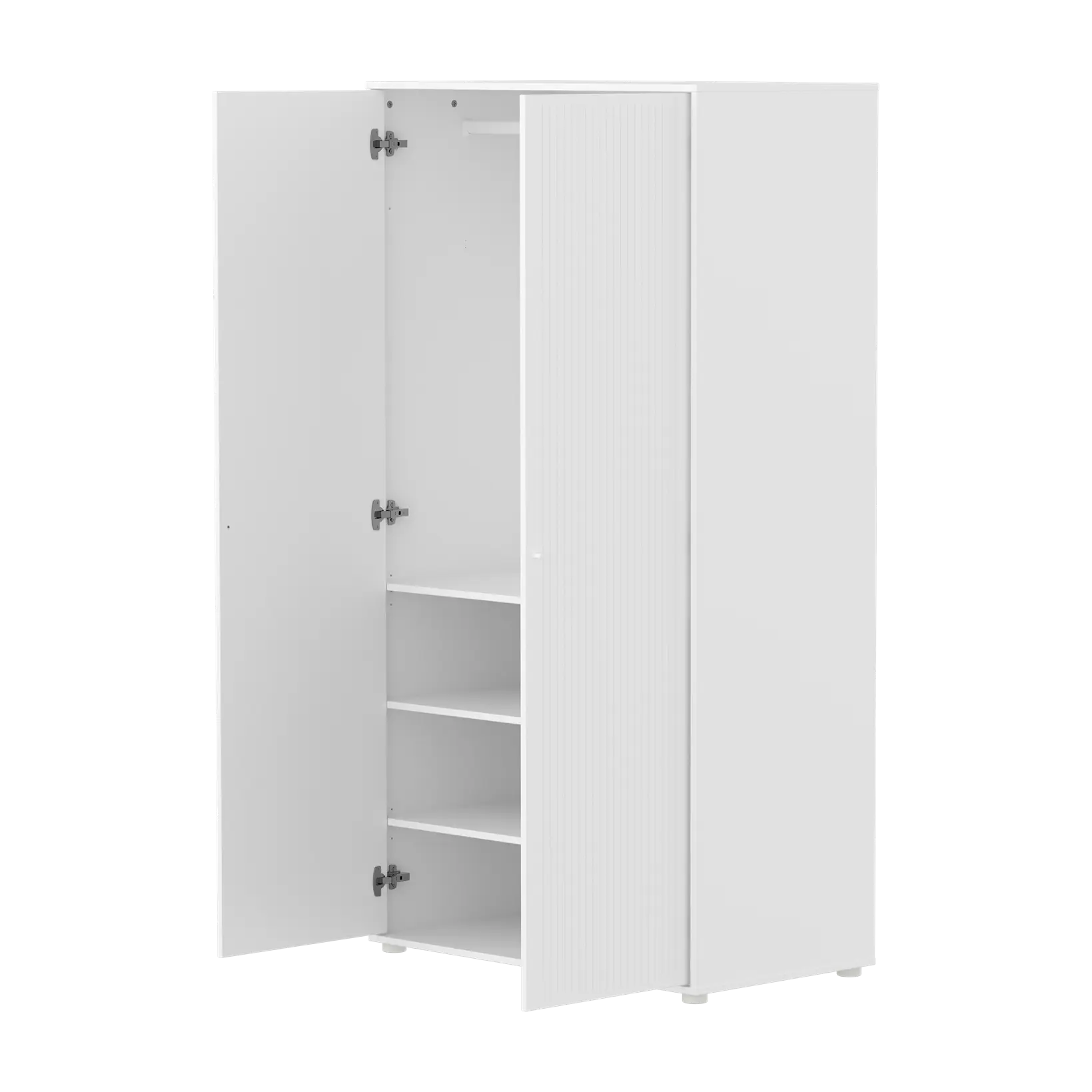 SAGA Wardrobe, 2 door, White with grooves - Image 4