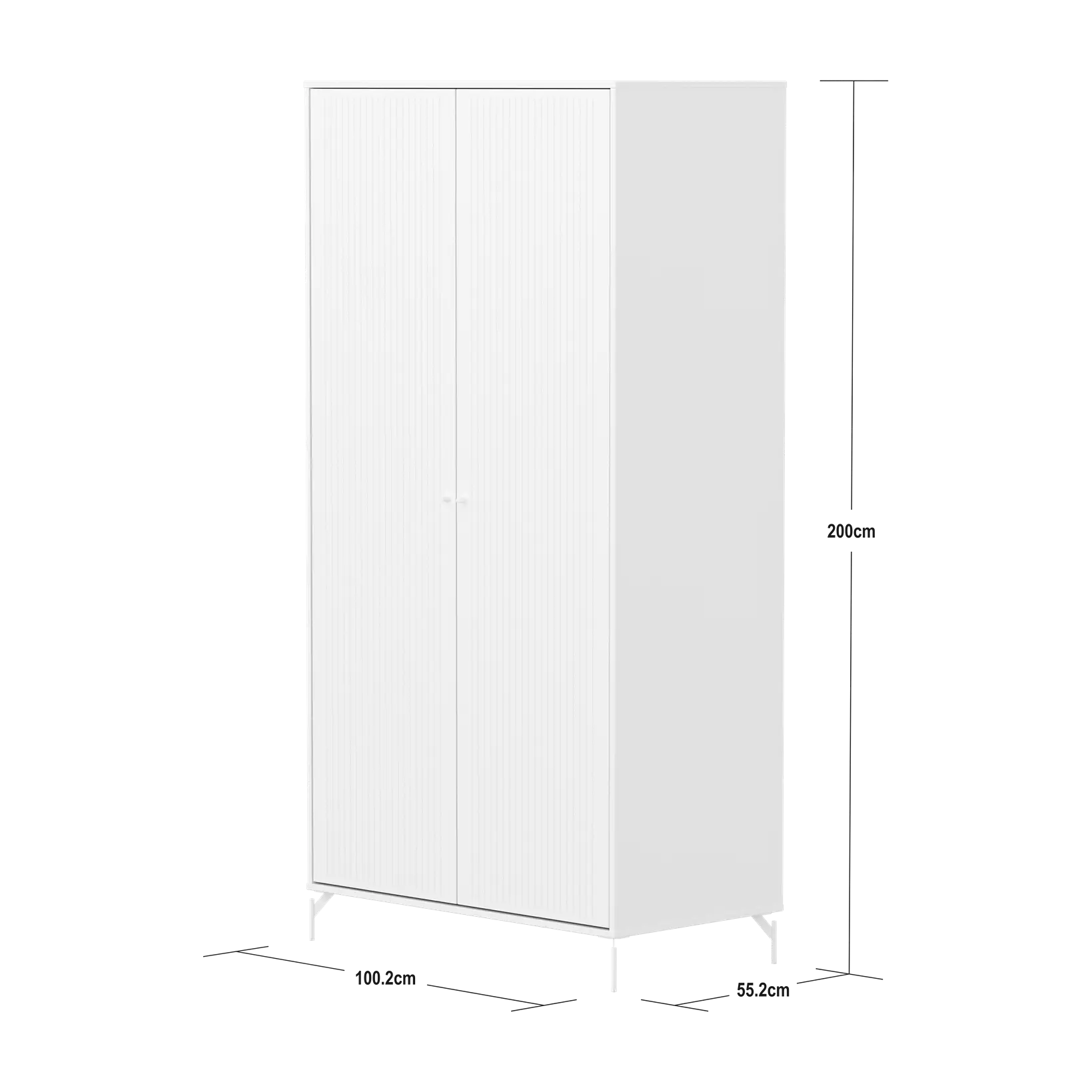 SAGA Wardrobe, 2 door, White with grooves - Image 16