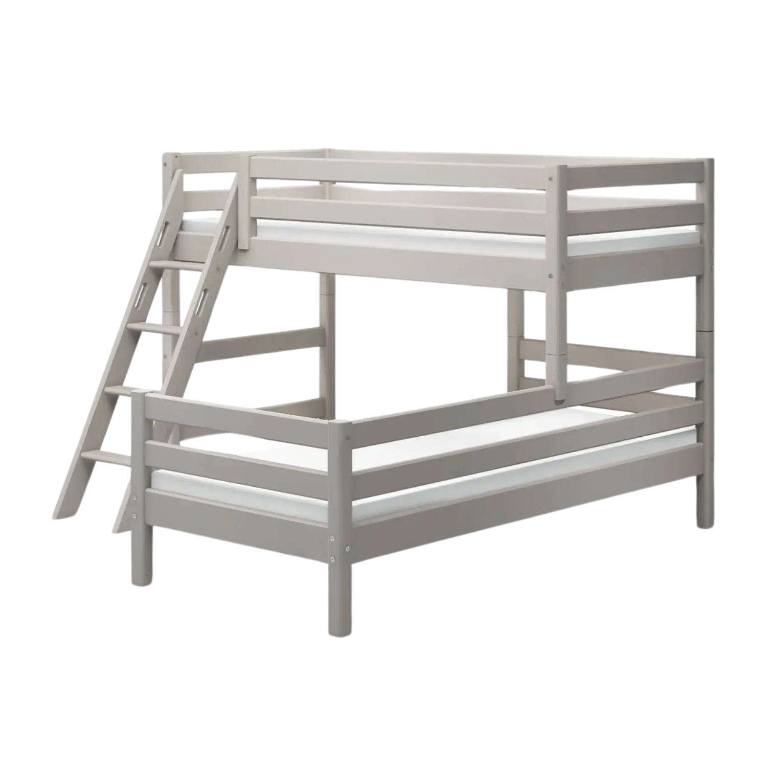 Bunk Bed 143 cm with Ladder and Safety Rail, 90x200 cm, Grey - Image 3