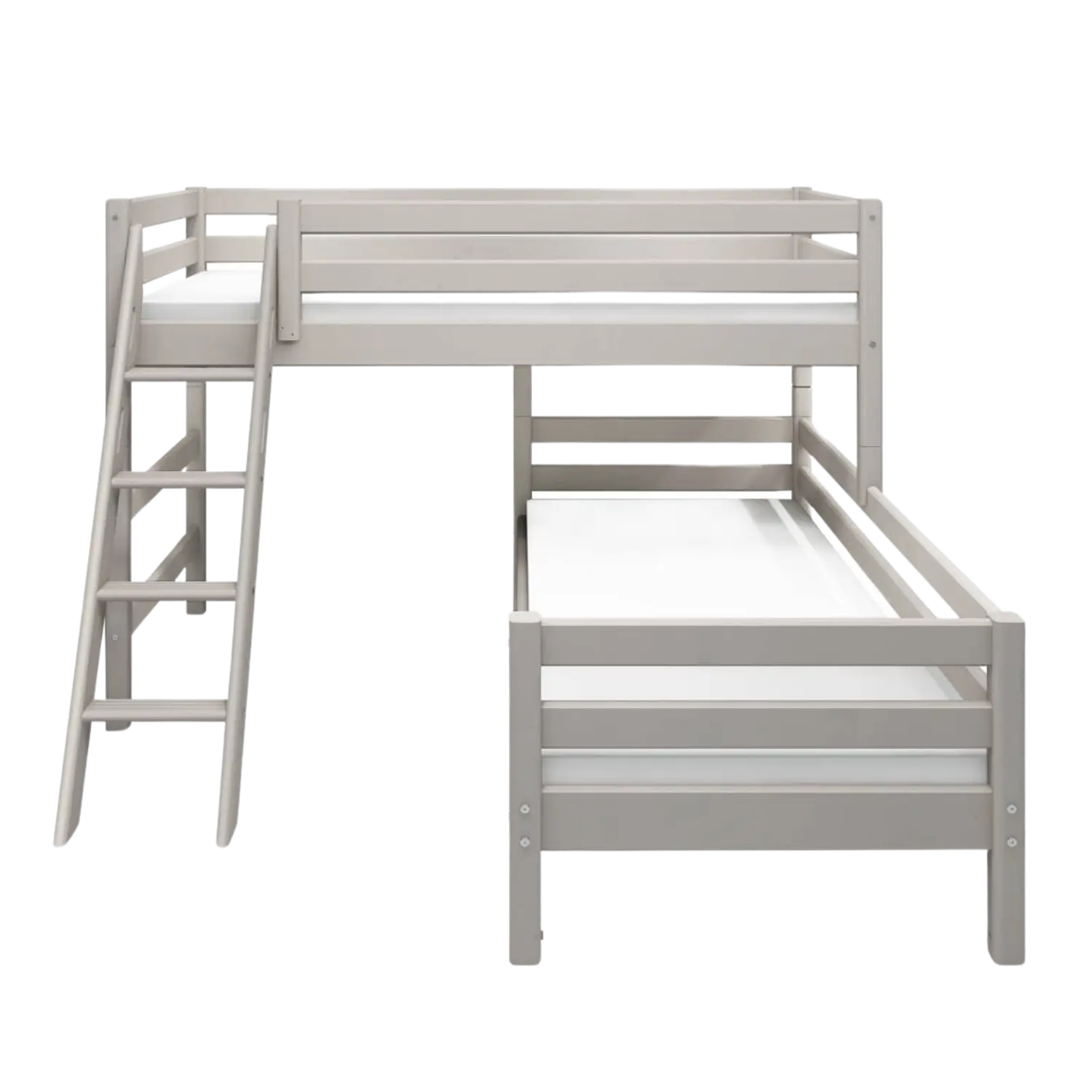 Bunk Bed 143 cm with Ladder and Safety Rail, 90x200 cm, Grey - Image 4
