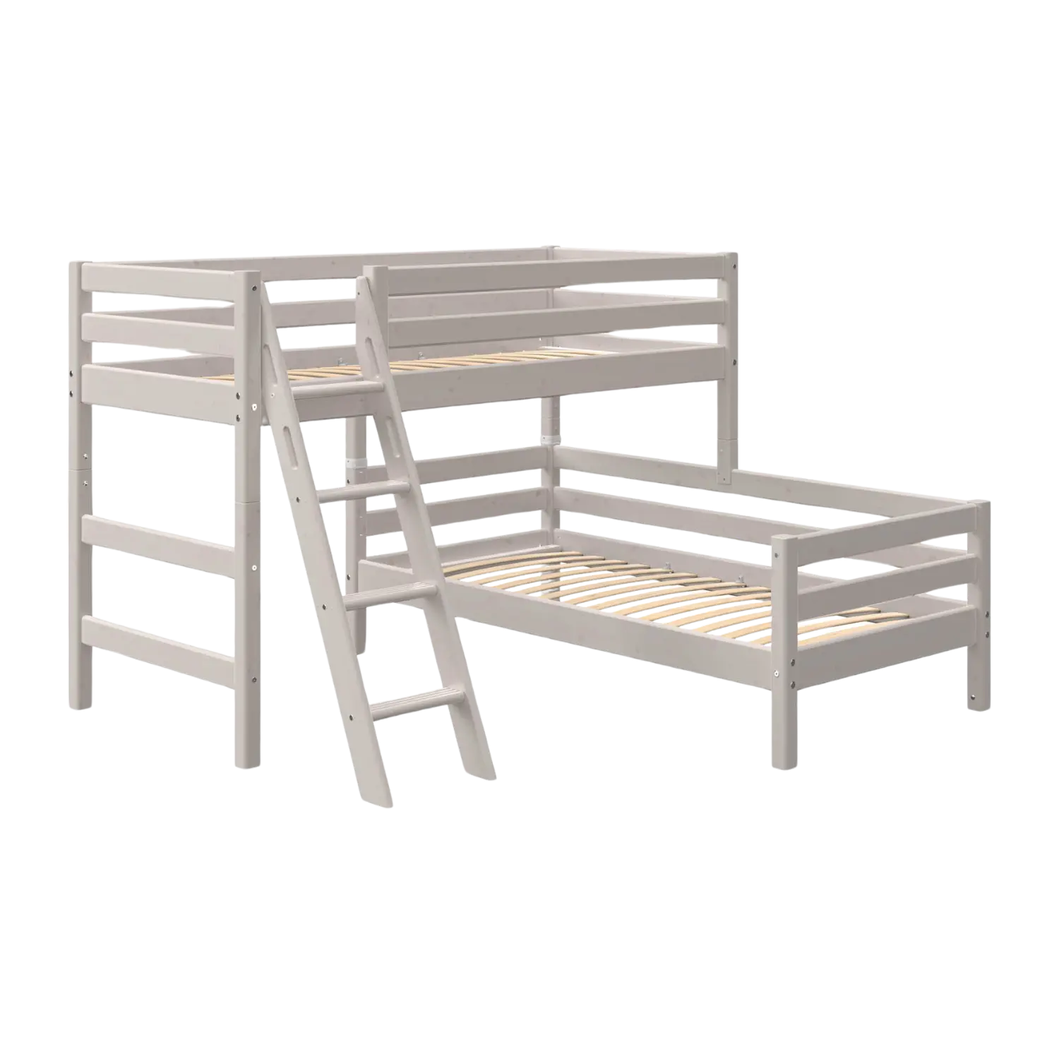 Bunk Bed 143 cm with Ladder and Safety Rail, 90x200 cm, Grey - Image 5