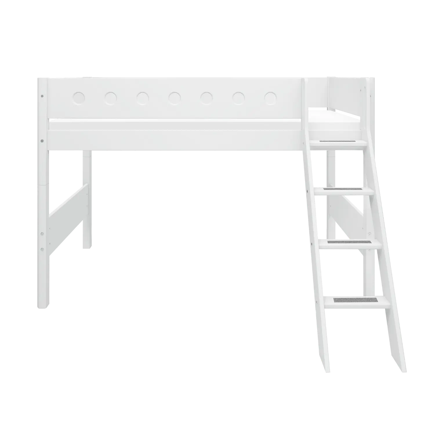 High Bed 143 cm with Ladder and Safety Rail, 90x200 cm, White - Image 2