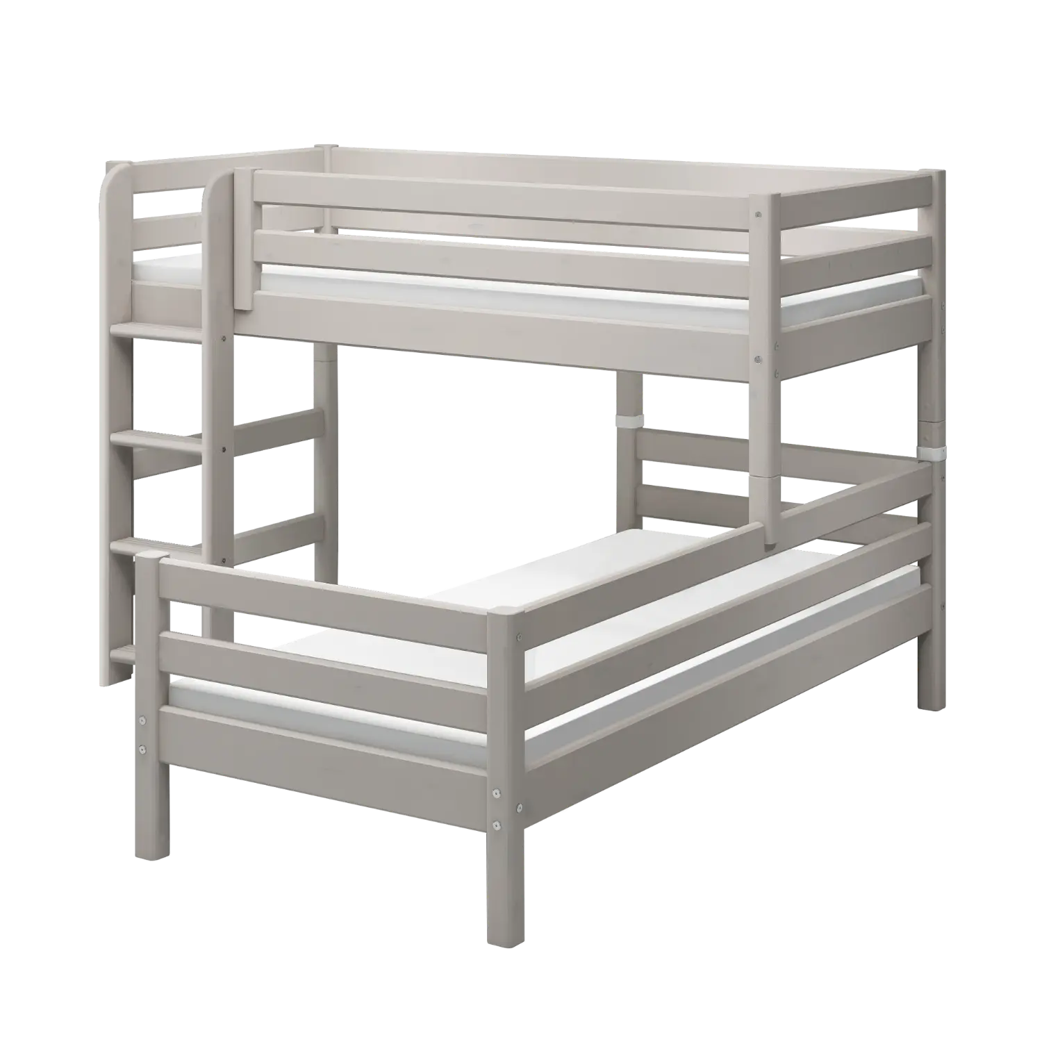 Bunk Bed 143 cm with Ladder and Safety Rail, 90x200 cm, Grey