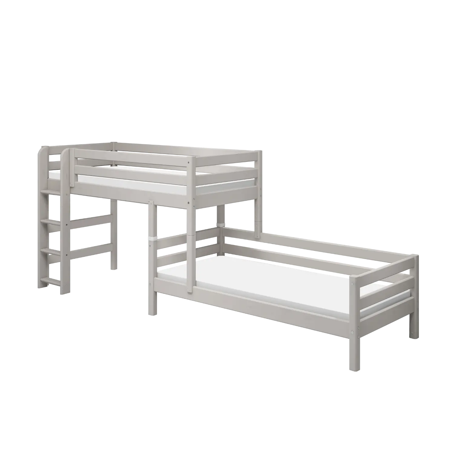 Bunk Bed 143 cm with Ladder and Safety Rail, 90x200 cm, Grey - Image 12