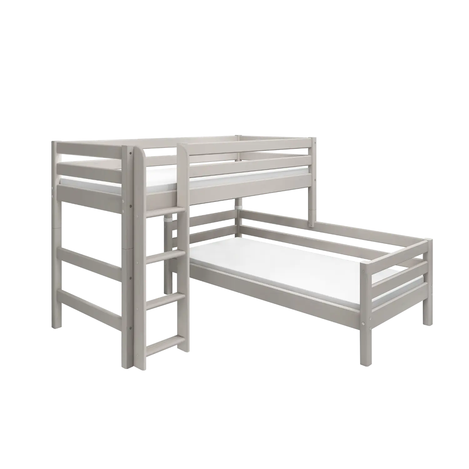 Bunk Bed 143 cm with Ladder and Safety Rail, 90x200 cm, Grey - Image 14