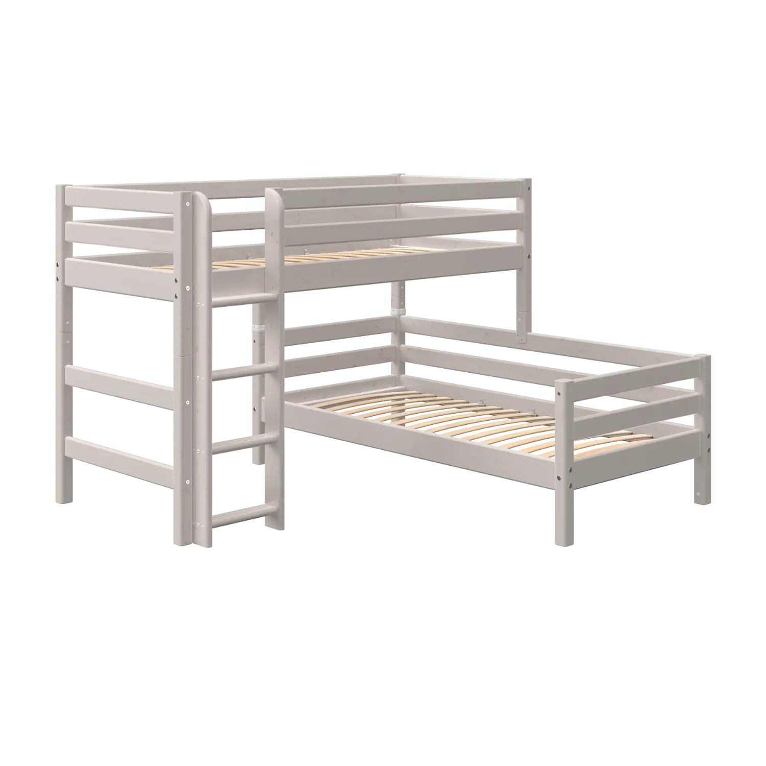 Bunk Bed 143 cm with Ladder and Safety Rail, 90x200 cm, Grey - Image 15