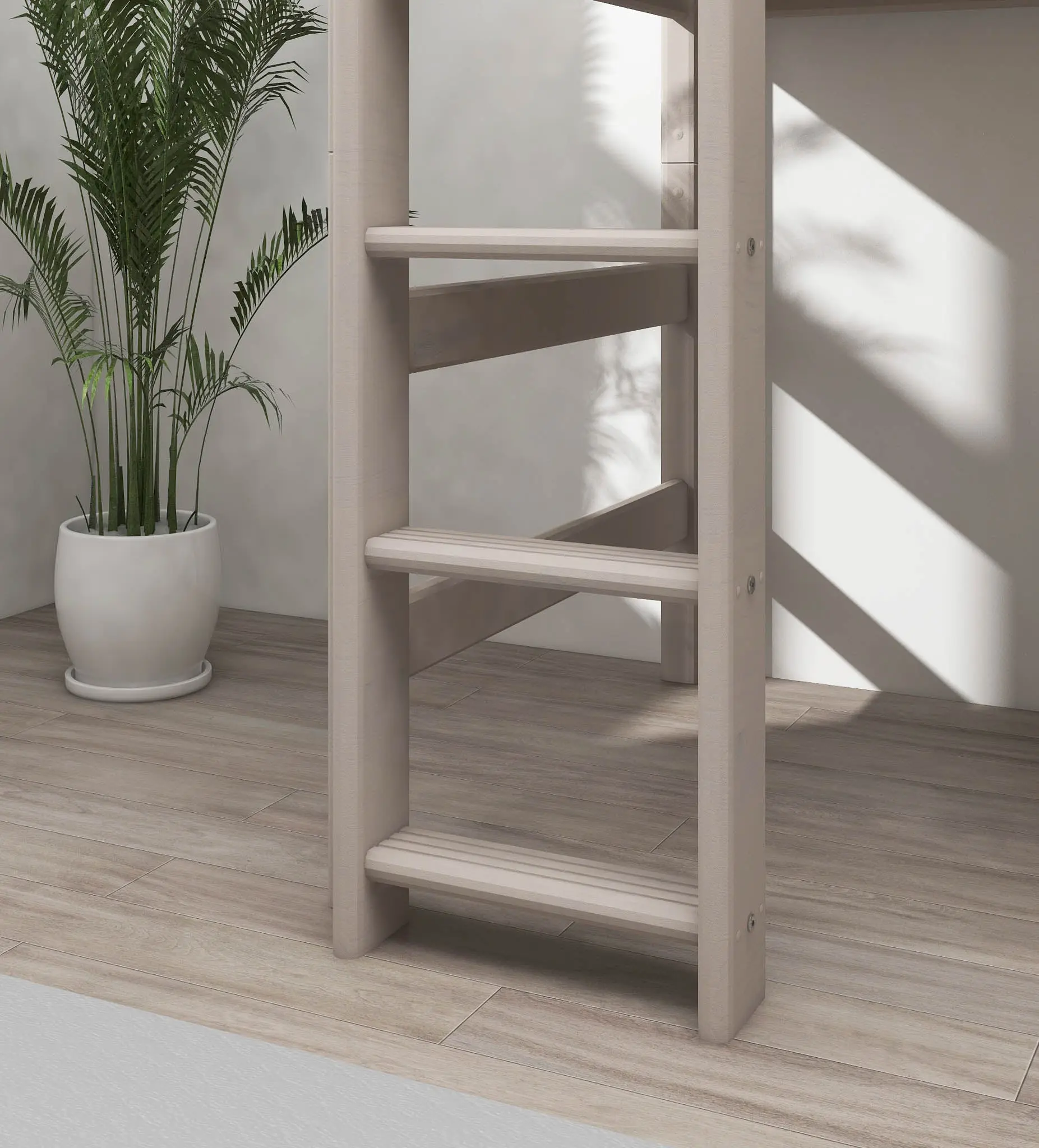 Bunk Bed 143 cm with Ladder and Safety Rail, 90x200 cm, Grey - Image 8