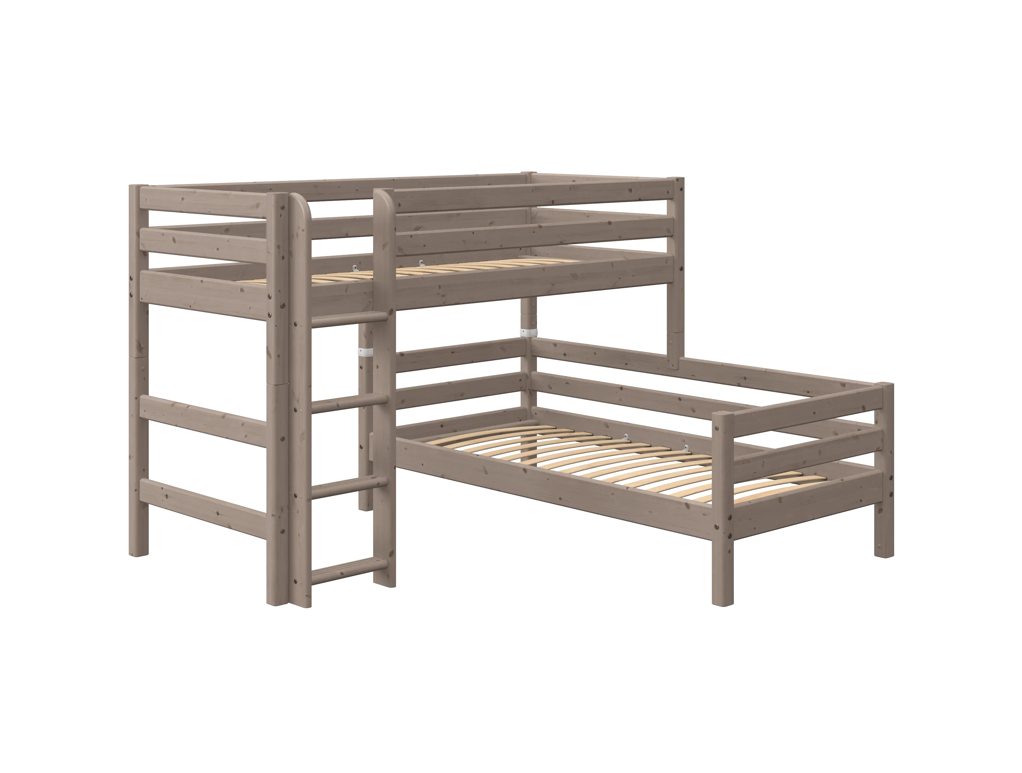 Bunk Bed 143 cm with Ladder and Safety Rail, 90x200 cm, Brown