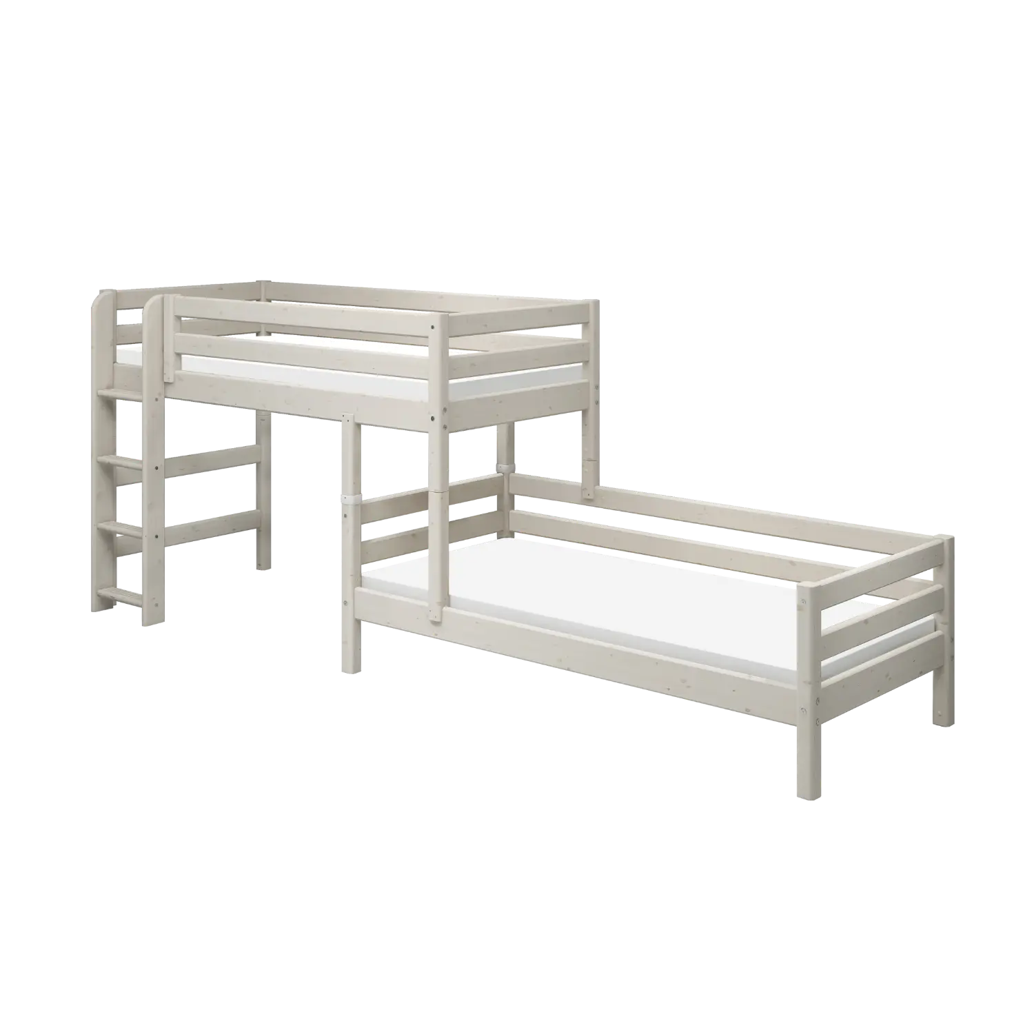 Bunk Bed 143 cm with Ladder and Safety Rail, 90x200 cm, White - Image 11