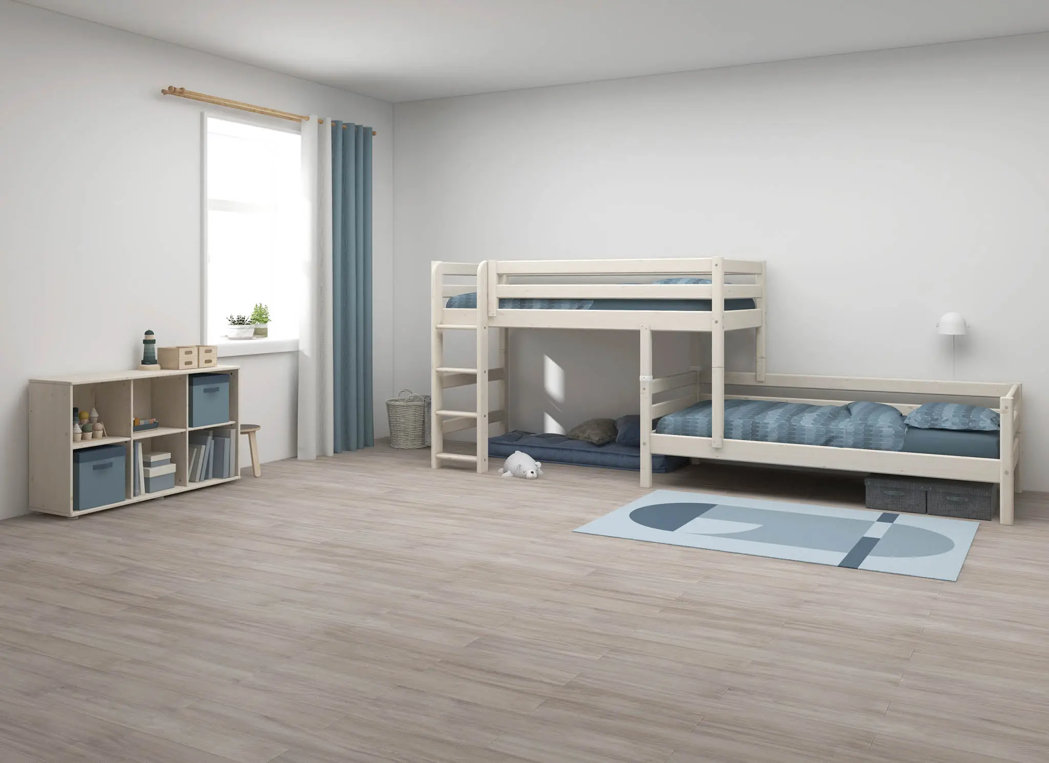Bunk Bed 143 cm with Ladder and Safety Rail, 90x200 cm, White - Image 5