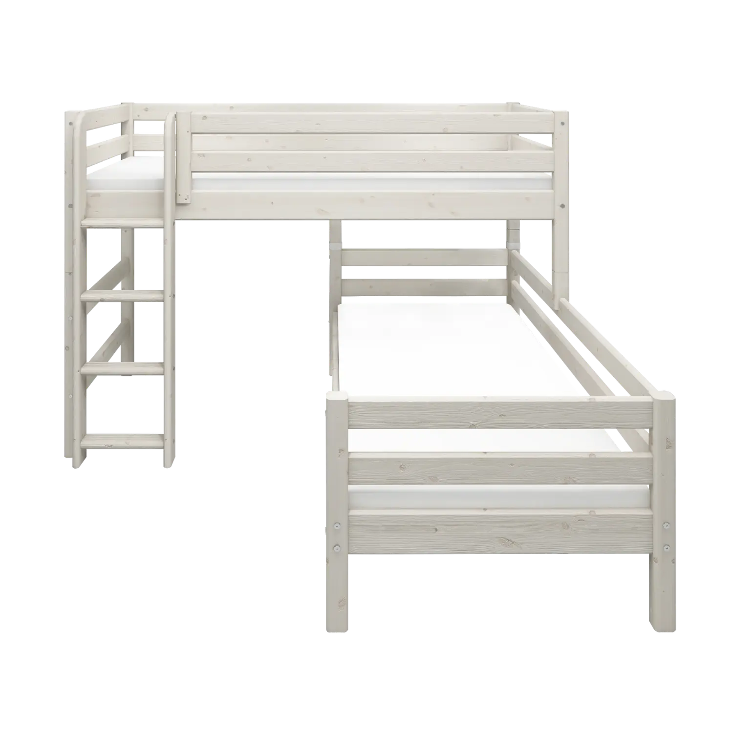 Bunk Bed 143 cm with Ladder and Safety Rail, 90x200 cm, White - Image 7