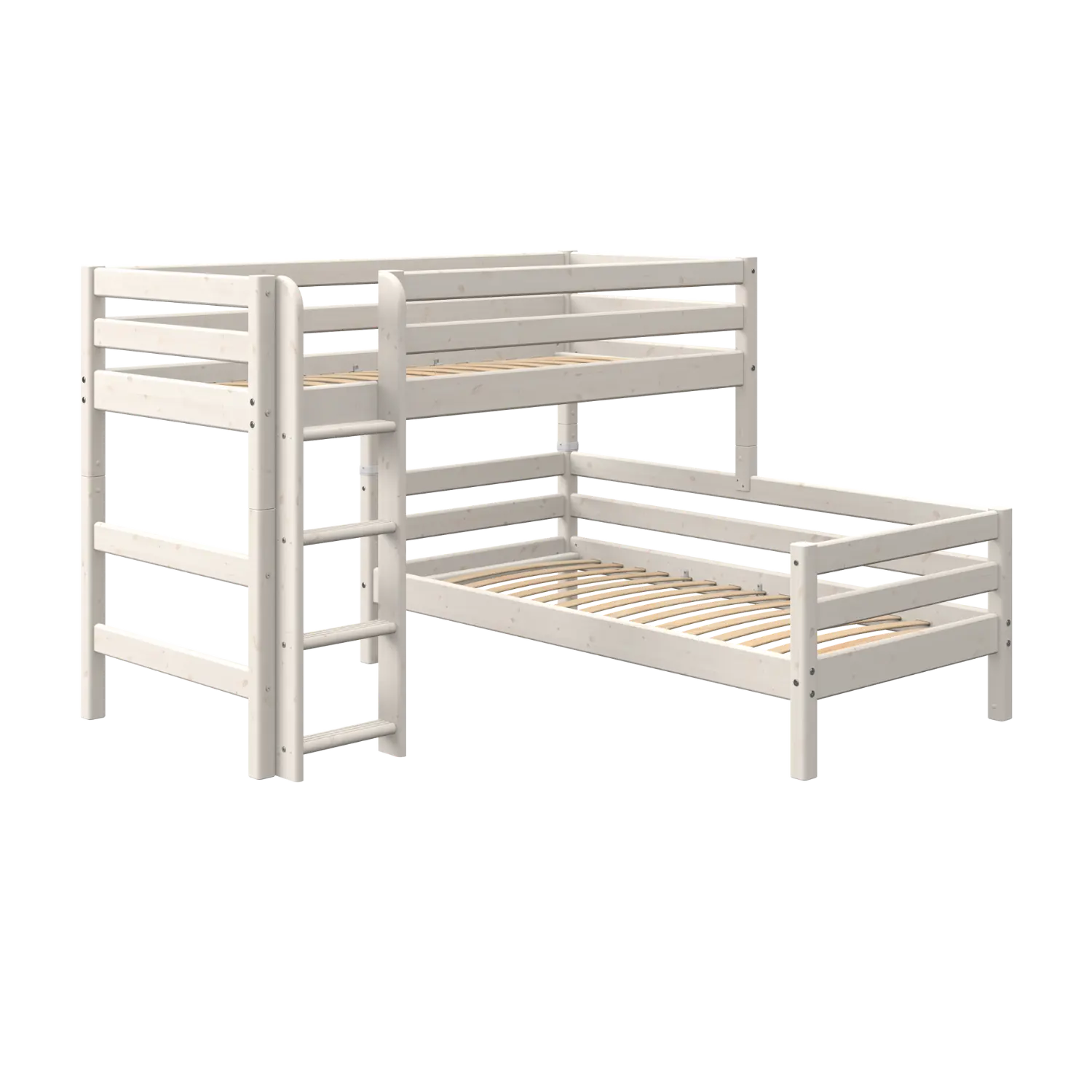 Bunk Bed 143 cm with Ladder and Safety Rail, 90x200 cm, White - Image 9