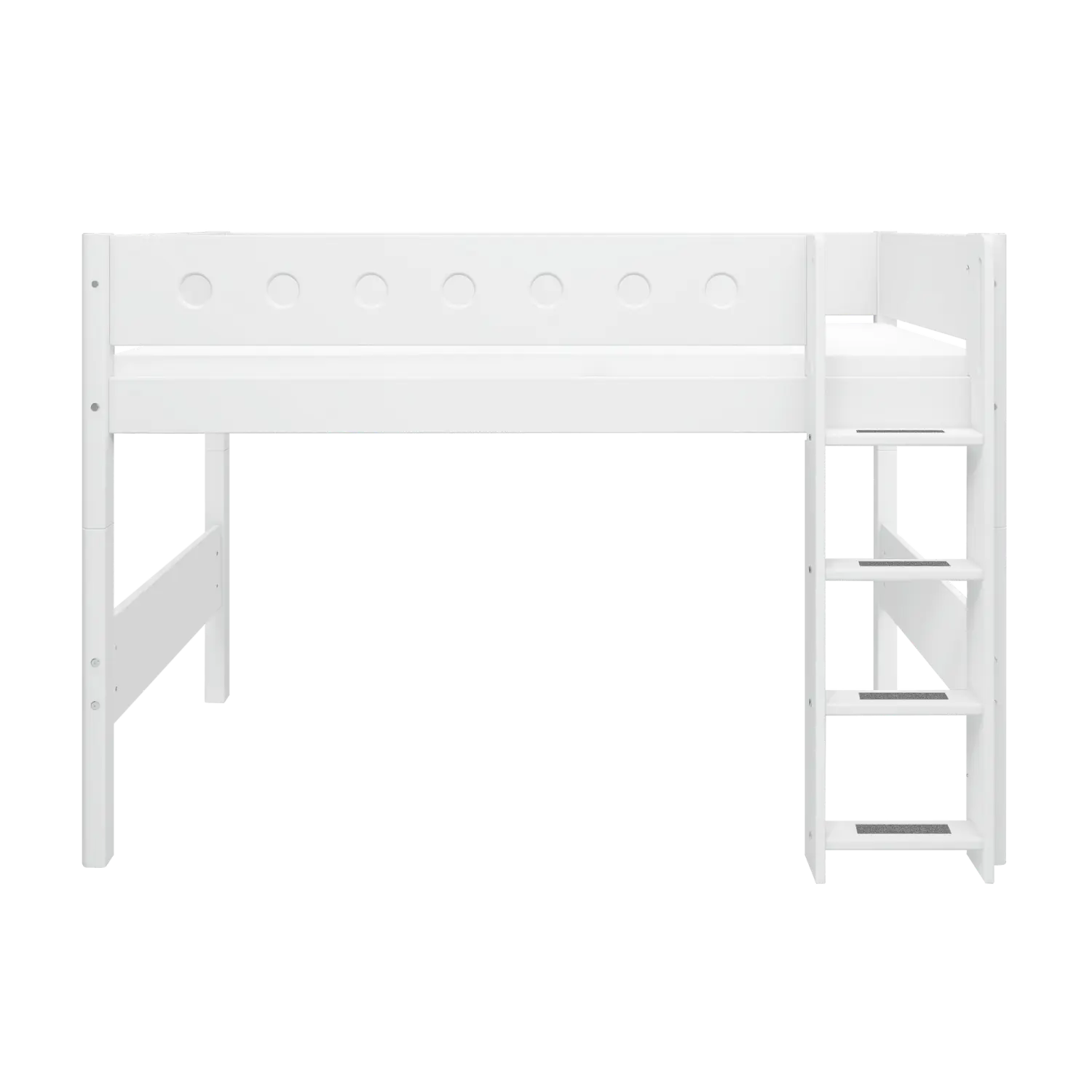 High Bed 143 cm with Ladder and Safety Rail, 90x200 cm, White - Image 2