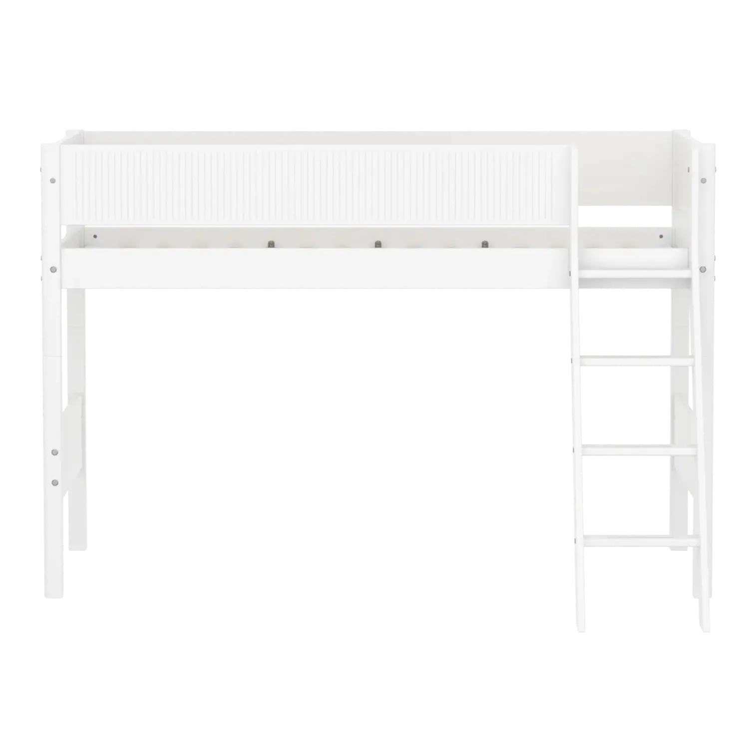 High Bed 143 cm with Ladder and Safety Rail, 90x200 cm, White - Image 2
