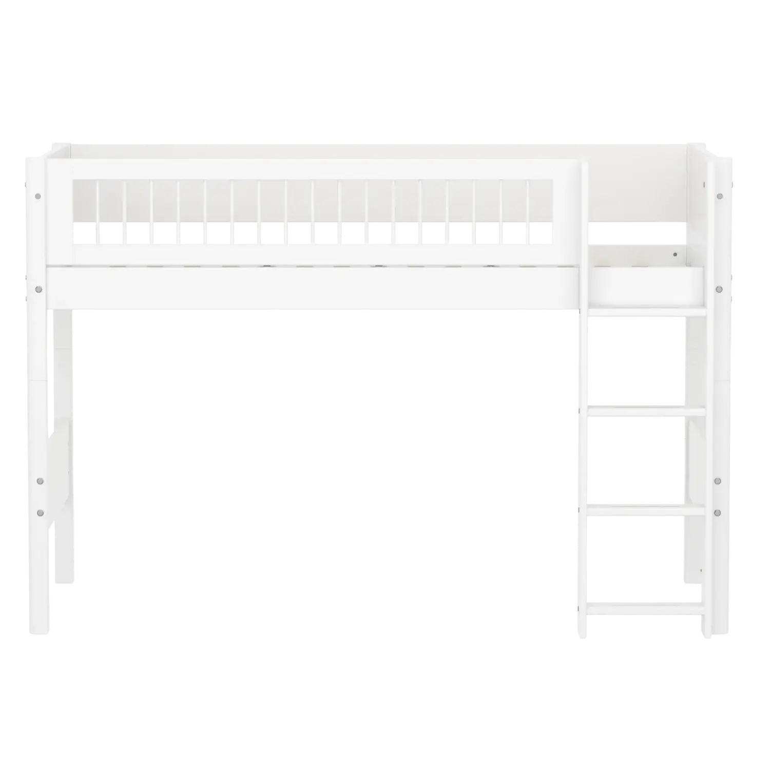 High Bed 143 cm with Ladder and Safety Rail, 90x200 cm, White - Image 2