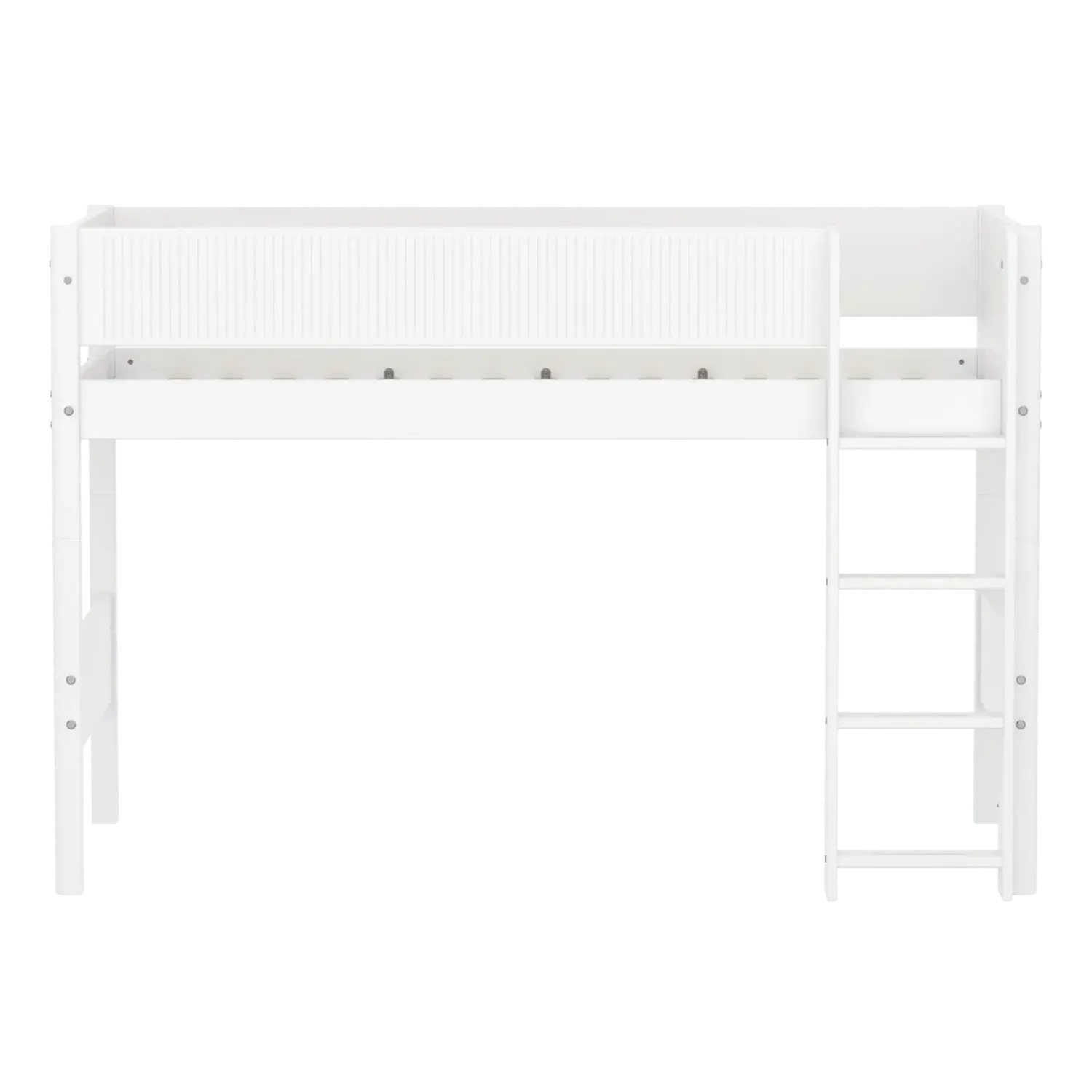 High Bed 143 cm with Ladder and Safety Rail, 90x200 cm, White - Image 2