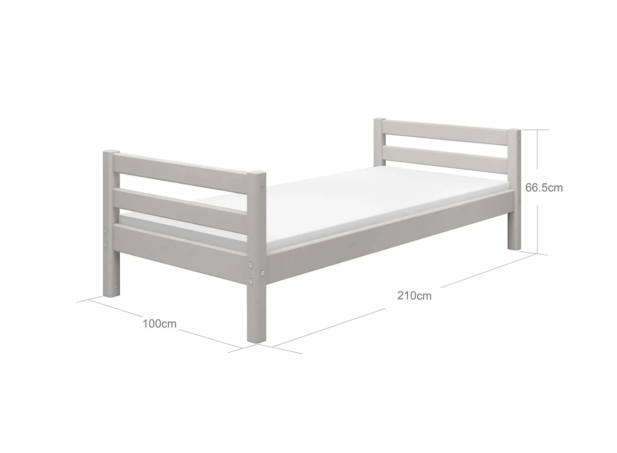 Single Bed, 90x200 cm, Grey - Image 5