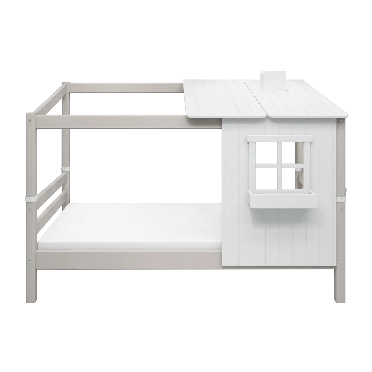 Single Bed with 1/2 House, 90x200 cm, White/Grey - Image 5