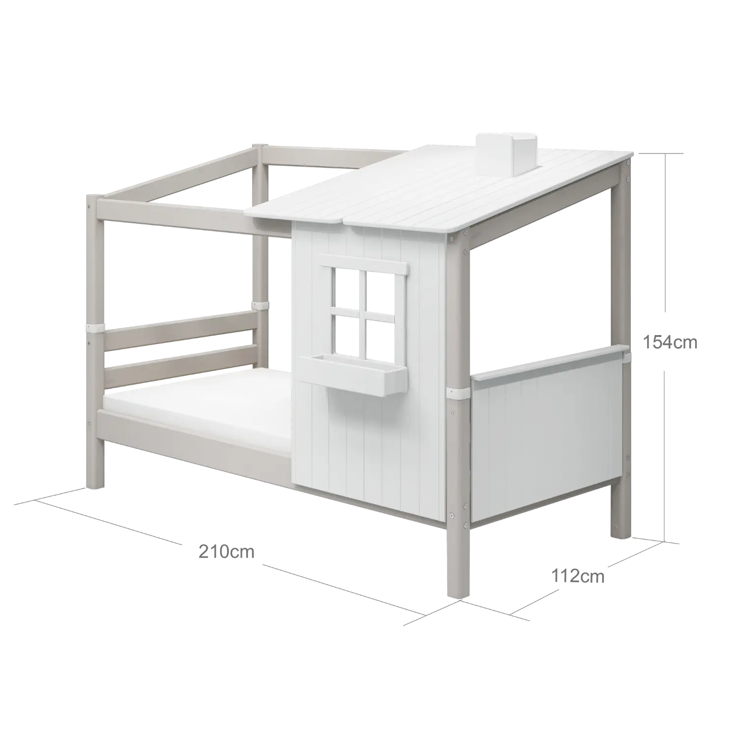 Single Bed with 1/2 House, 90x200 cm, White/Grey - Image 7