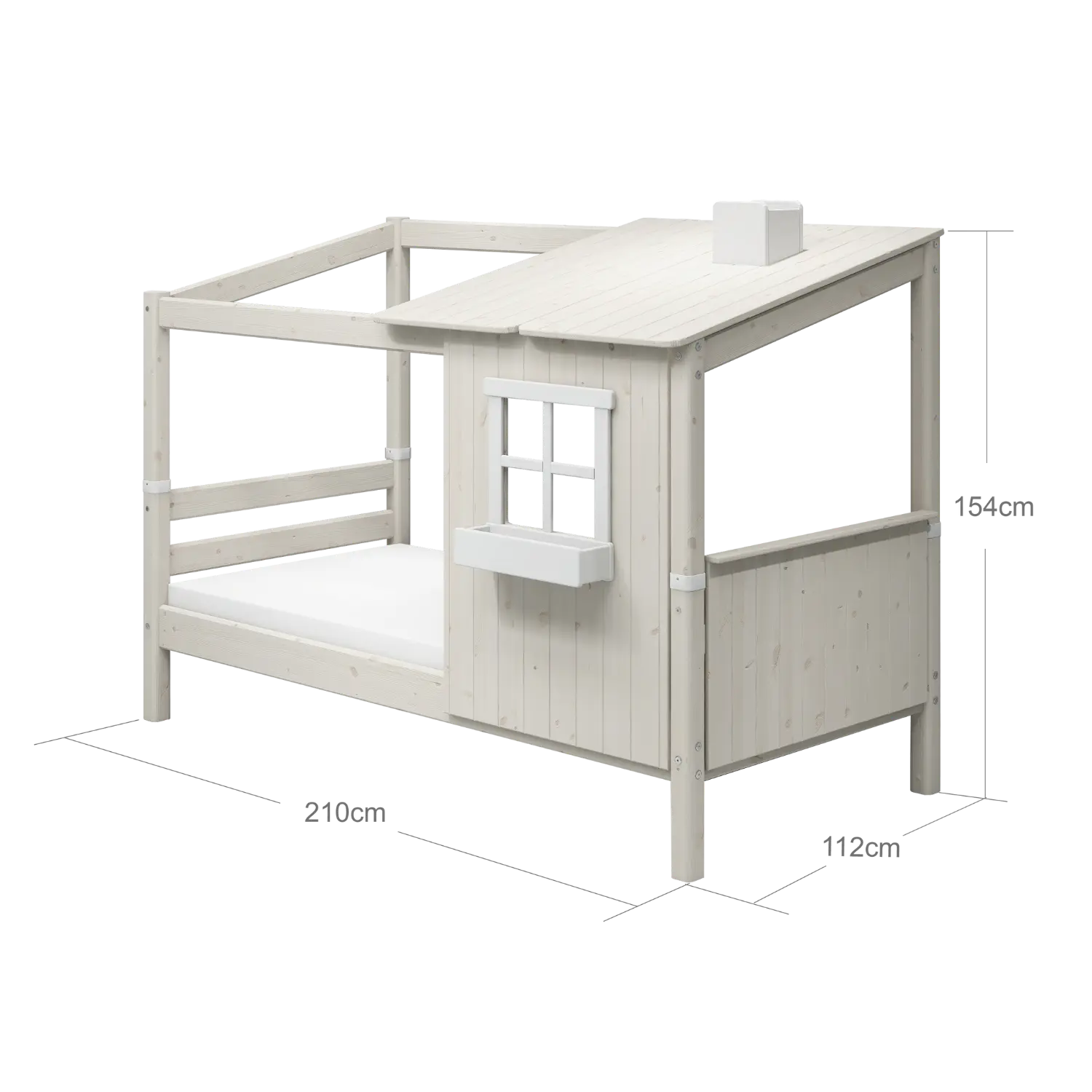Single Bed with 1/2 House, Ladder, 90x200 cm, White - Image 6