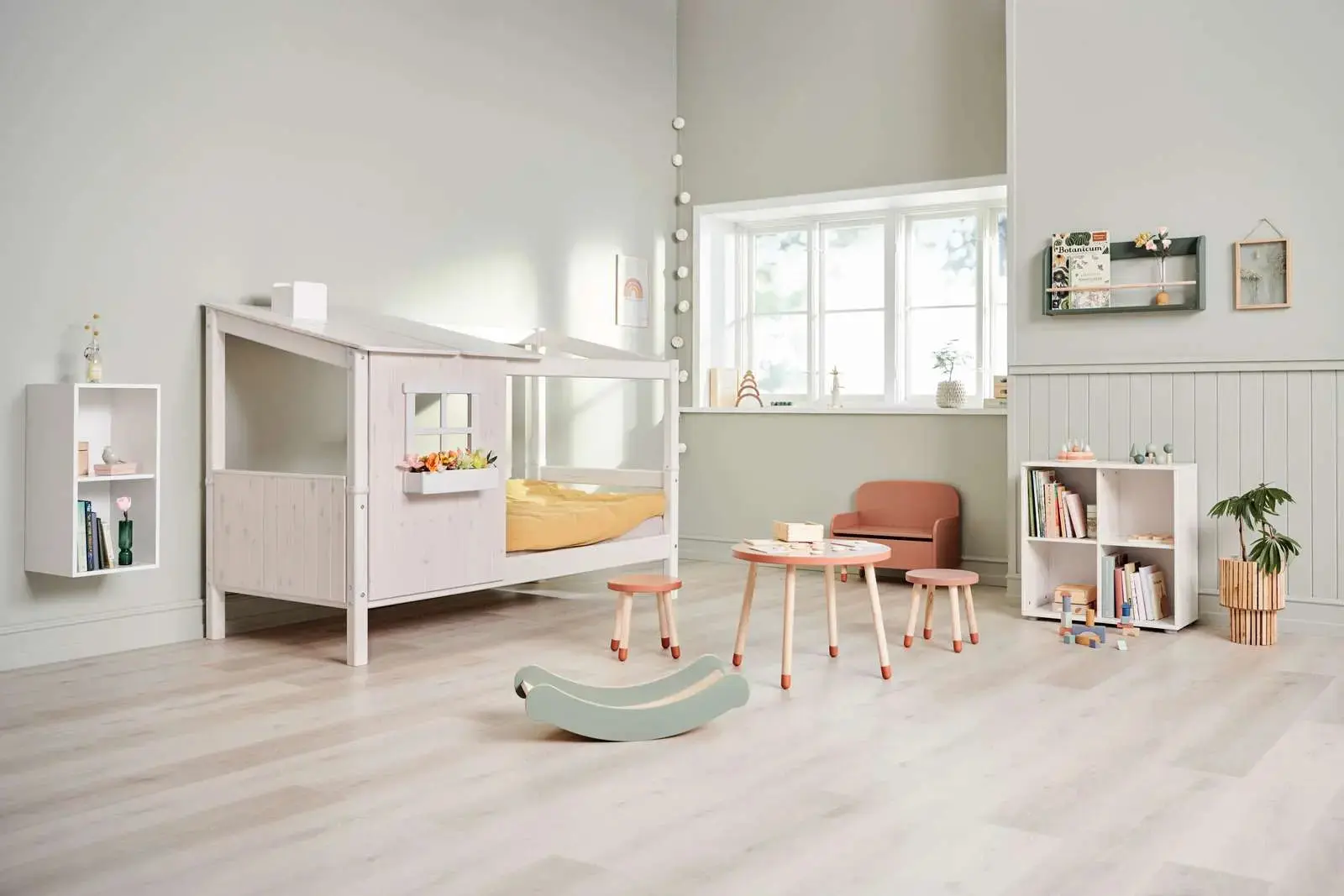 Single Bed with 1/2 House, Ladder, 90x200 cm, White - Image 8
