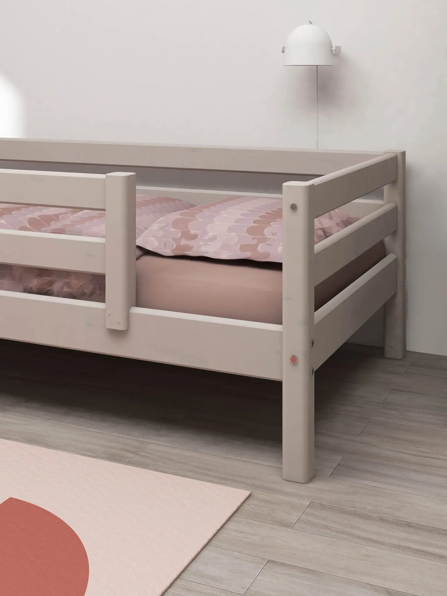 Single Bed with Safety Rail, 90x200 cm, Grey - Image 2
