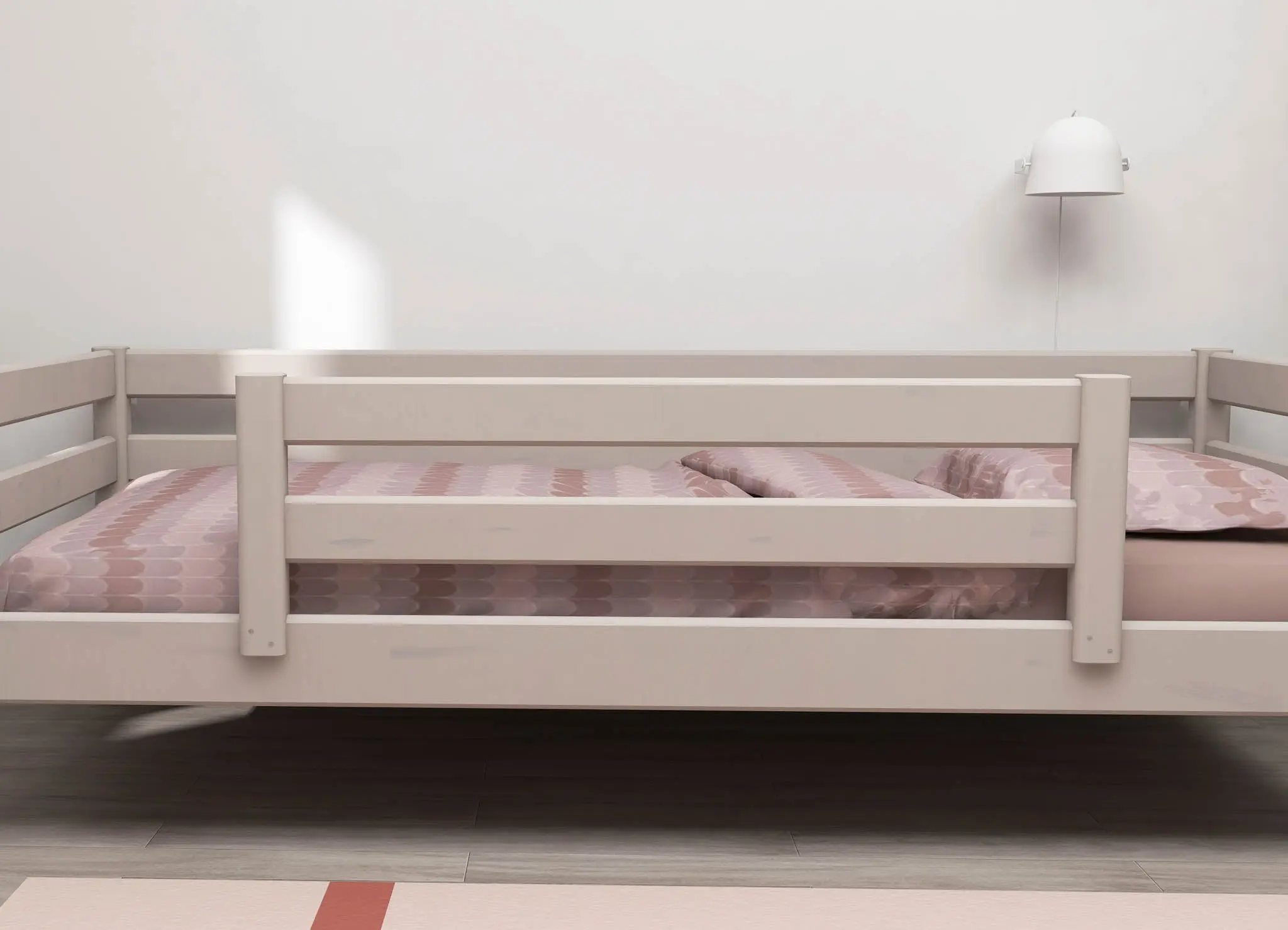 Single Bed with Safety Rail, 90x200 cm, Grey - Image 3
