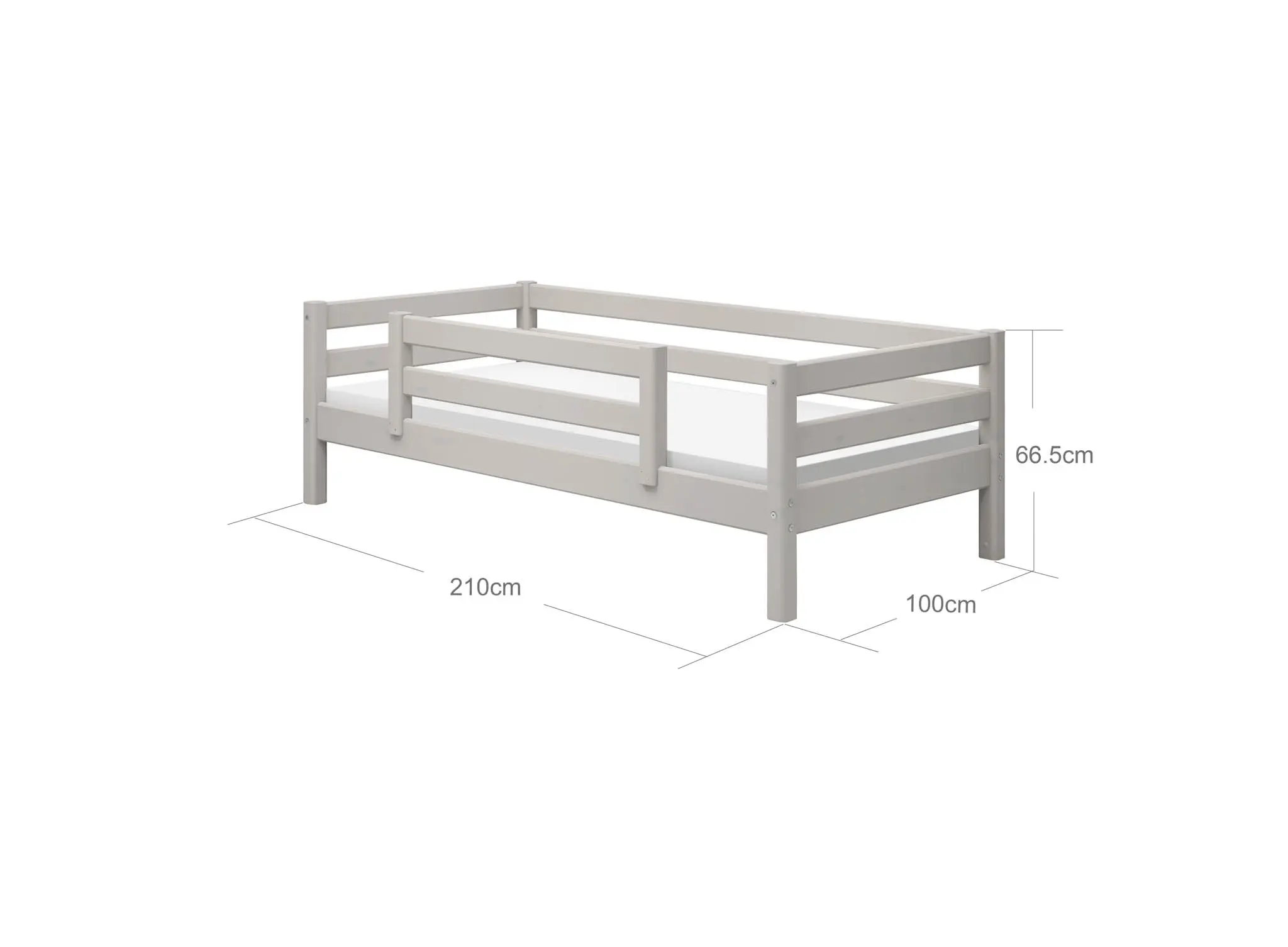 Single Bed with Safety Rail, 90x200 cm, Grey - Image 7