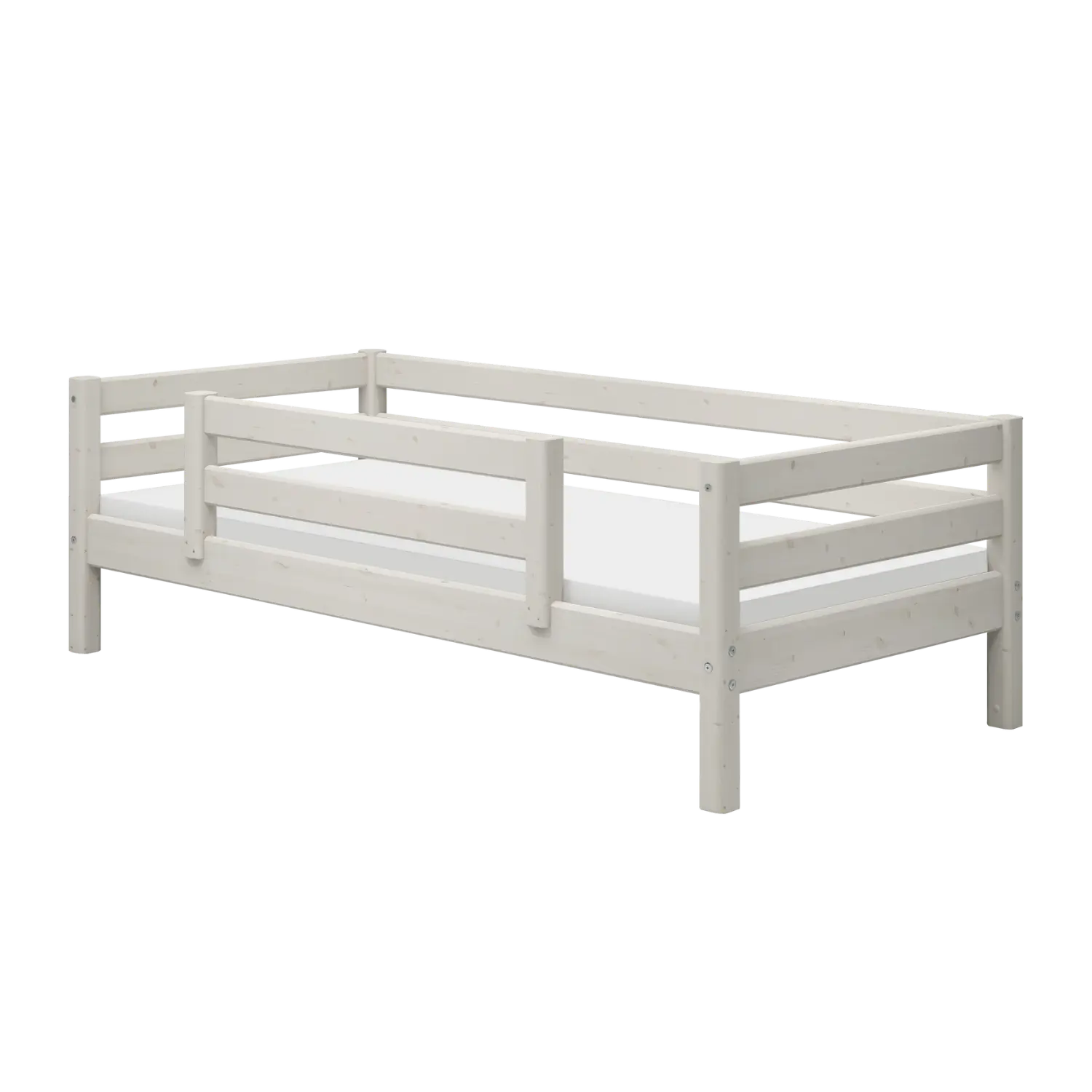 Single Bed with Safety Rail, 90x200 cm, White