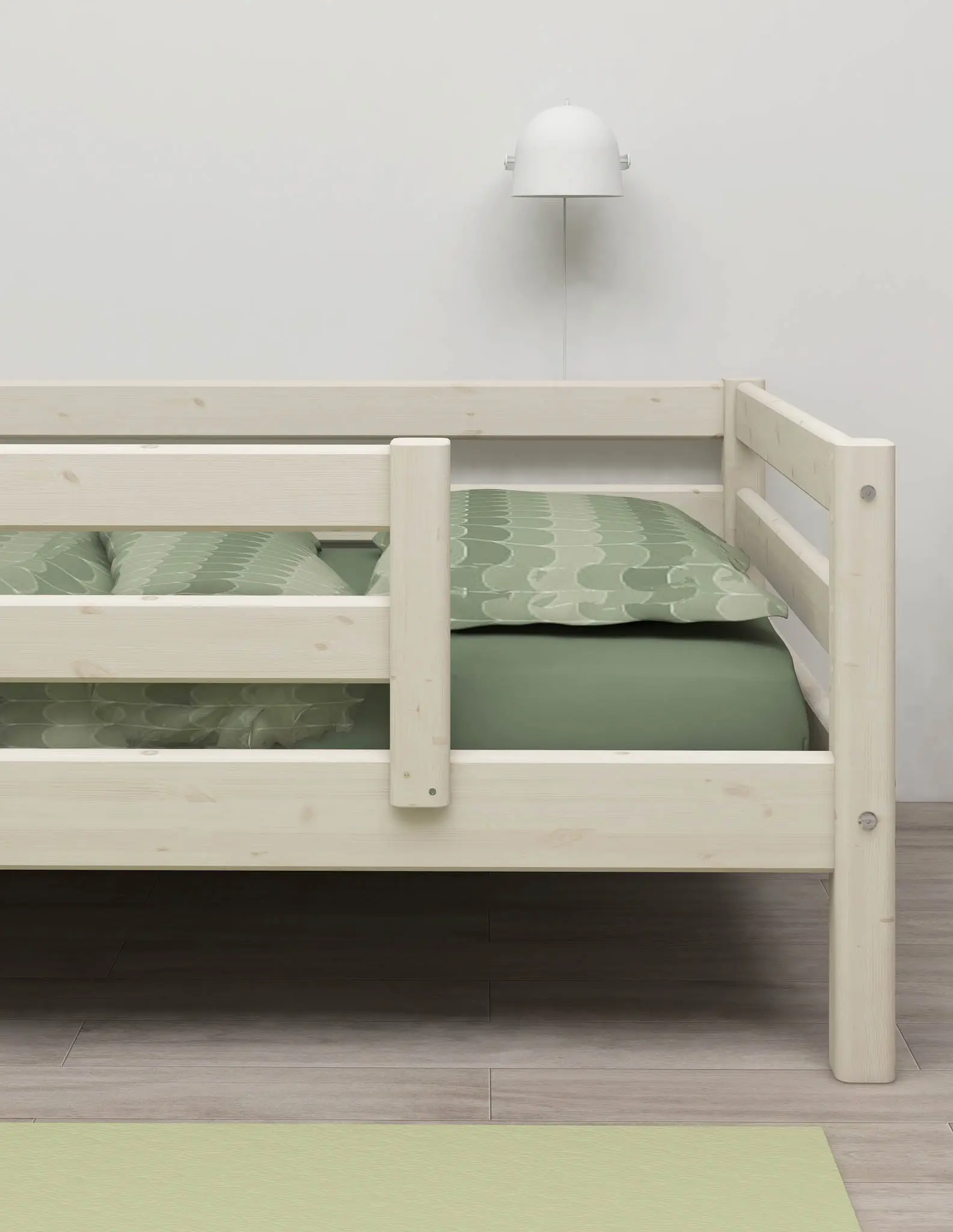 Single Bed with Safety Rail, 90x200 cm, White - Image 2
