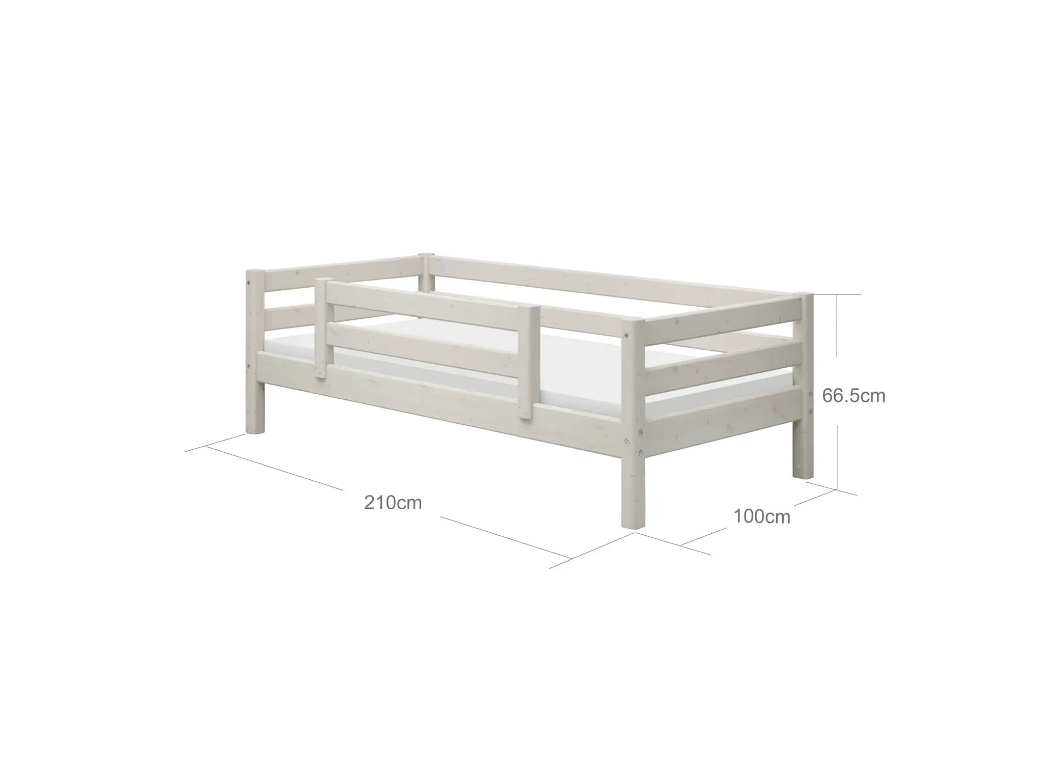 Single Bed with Safety Rail, 90x200 cm, White - Image 7